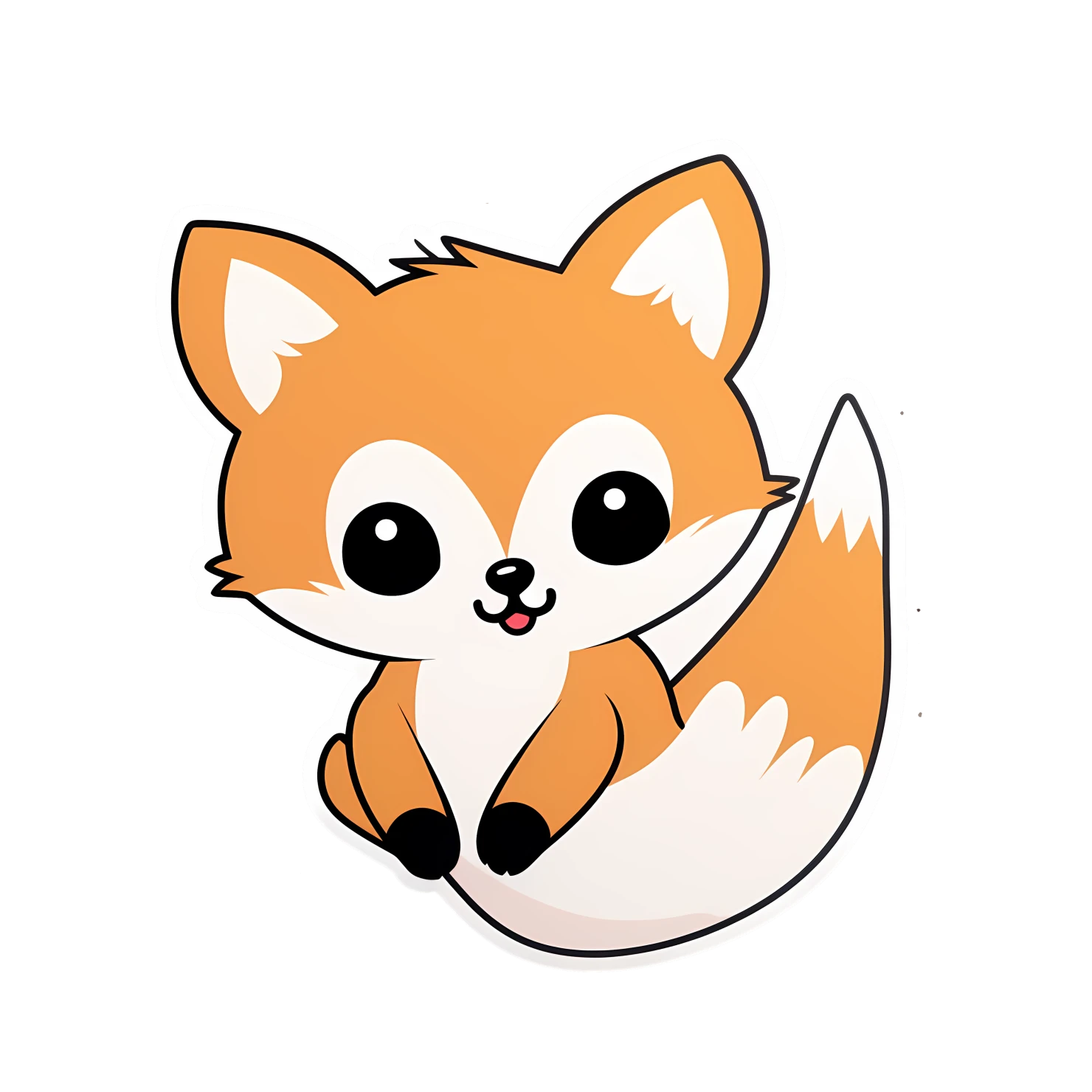 Kawaii fox sticker isolated on transparent background #24978
