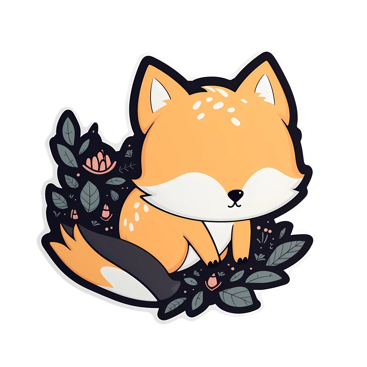 Kawaii fox sticker isolated on transparent background #24986