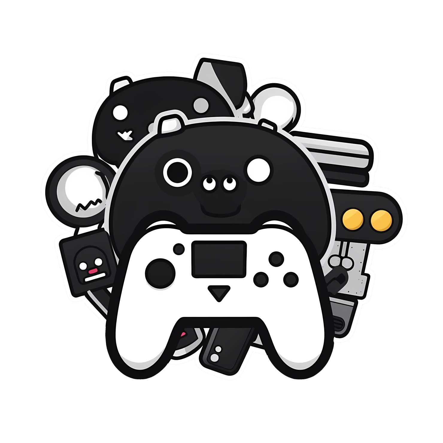 Kawaii gaming icon sticker isolated on transparent background #25010