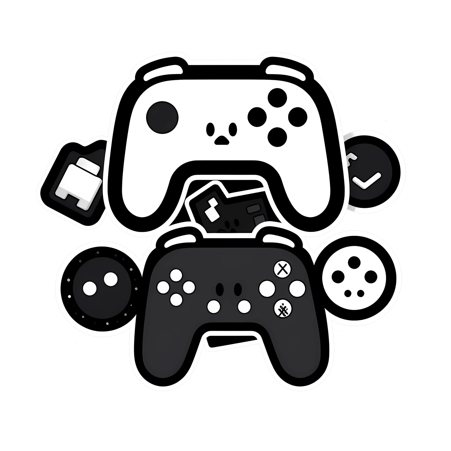 Kawaii gaming icon sticker isolated on transparent background #25036