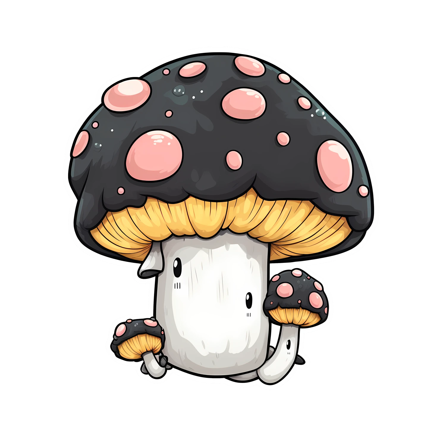 Kawaii giant mushroom sticker isolated on transparent background #25048