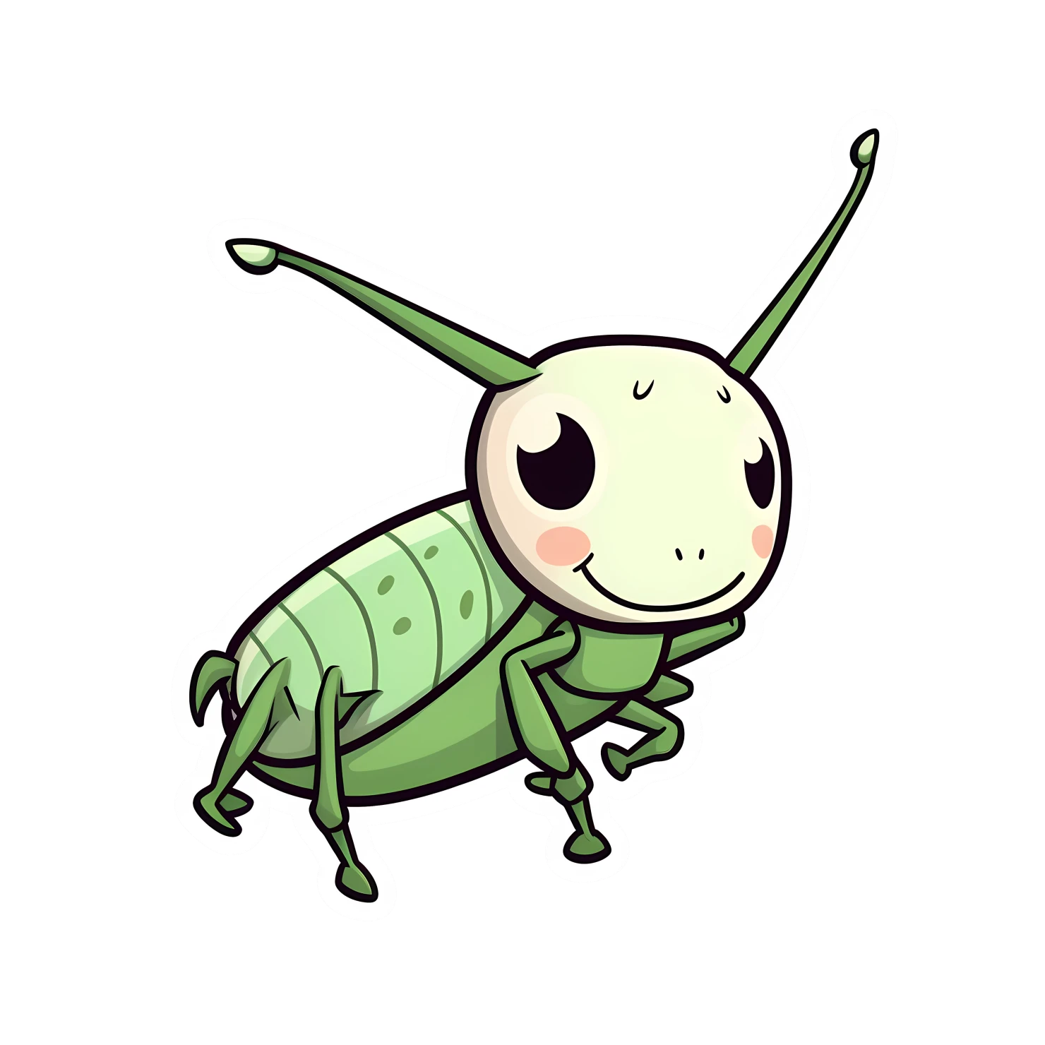 Kawaii grasshopper sticker isolated on transparent background #25112