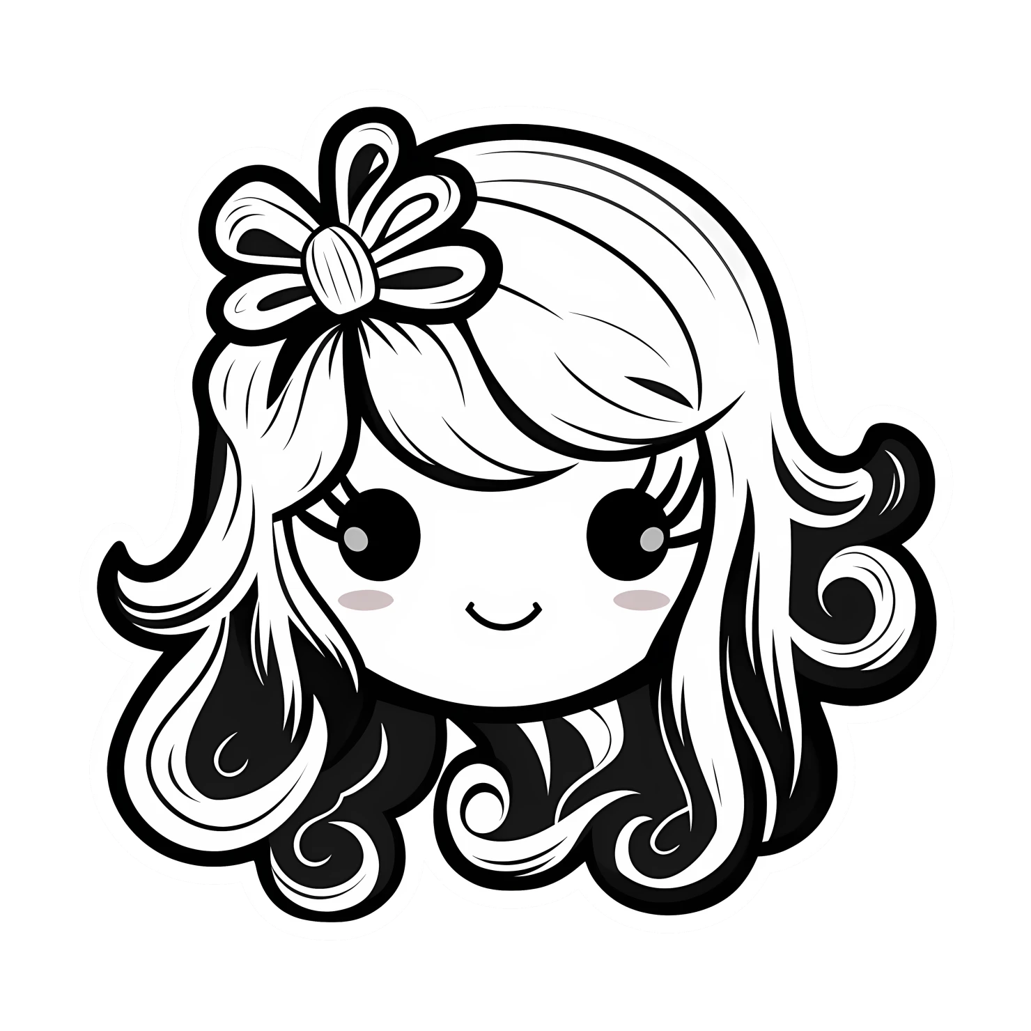Kawaii girl hair accessories sticker isolated on transparent background #25126