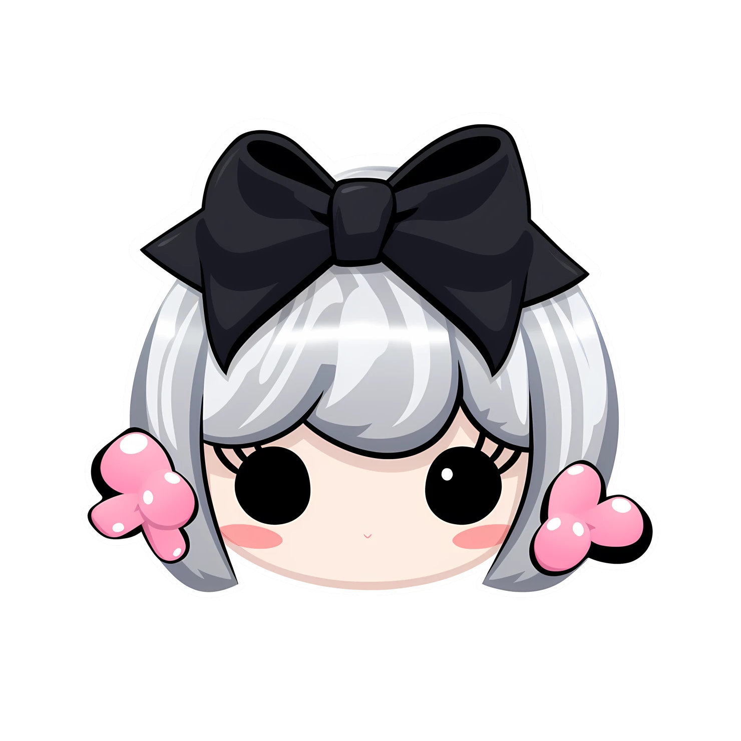 Kawaii girl hair accessories sticker isolated on transparent background #25128