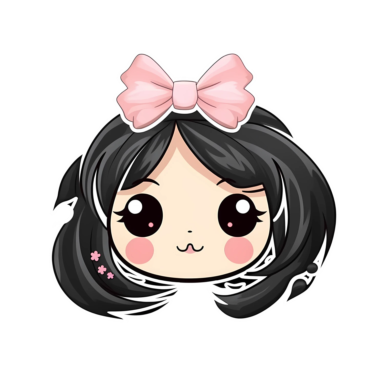 Kawaii girl hair accessories sticker isolated on transparent background #25129