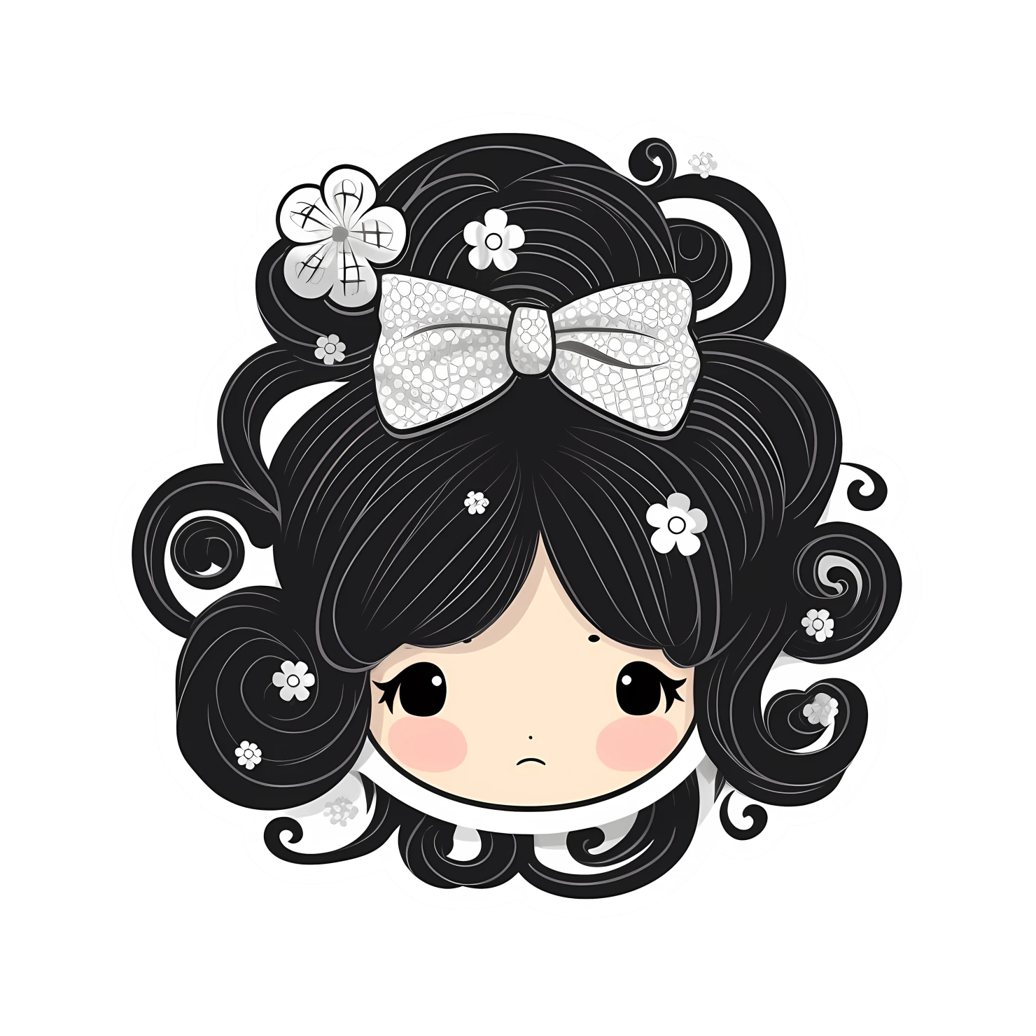 Kawaii girl hair accessories sticker isolated on transparent background #25133
