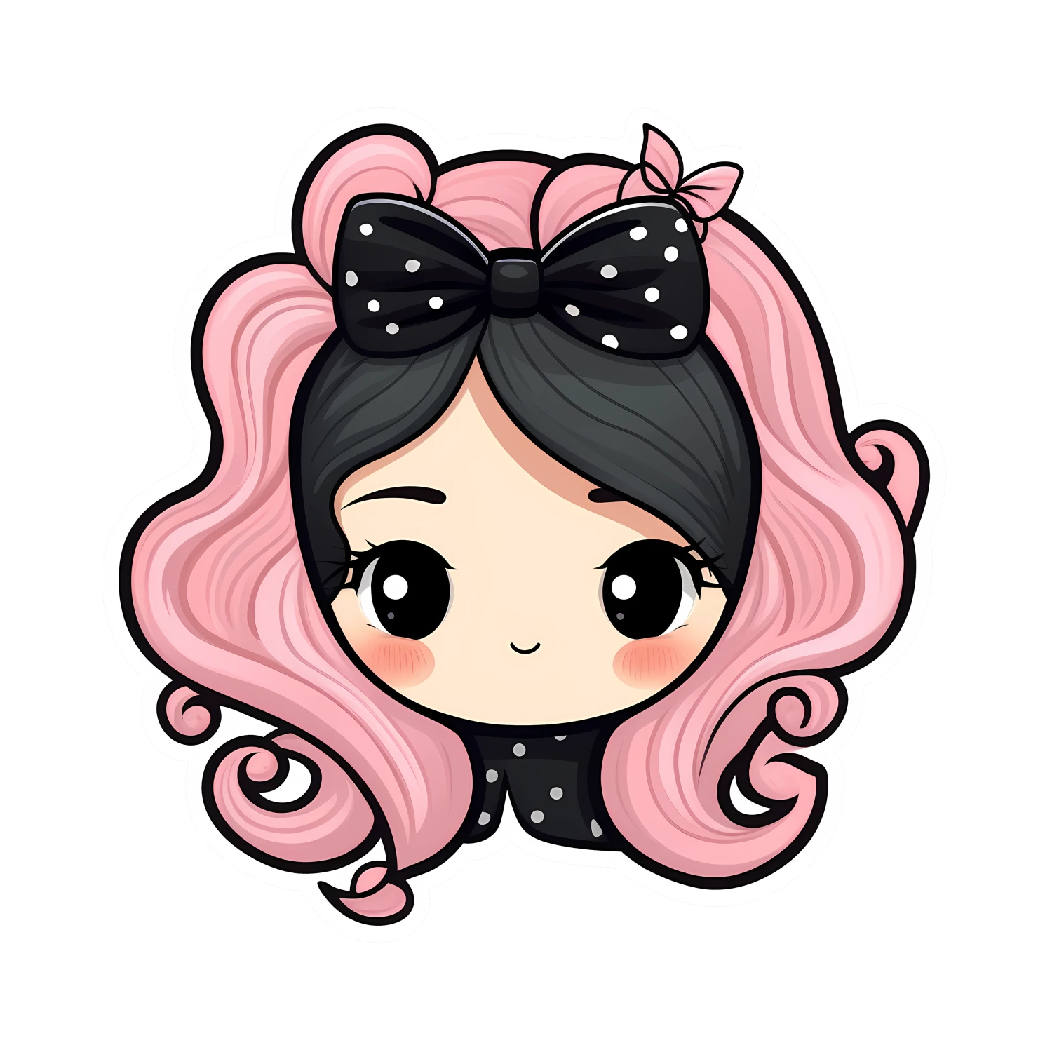 Kawaii girl hair accessories sticker isolated on transparent background #25139