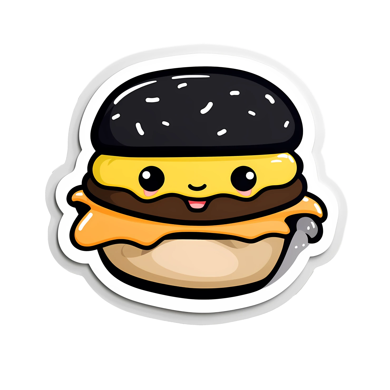 Kawaii hamburger sticker isolated on transparent background #25157