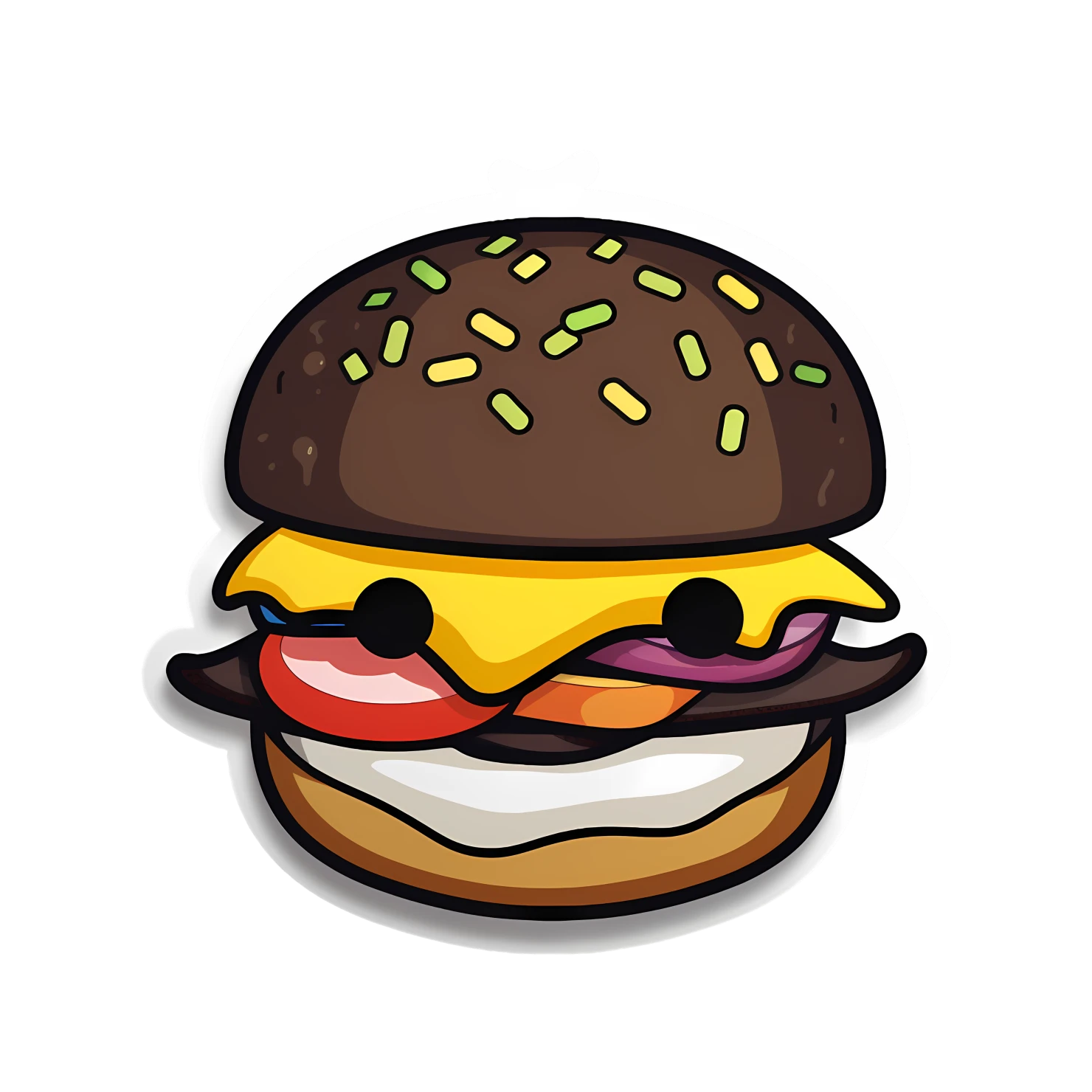 Kawaii hamburger sticker isolated on transparent background #25163