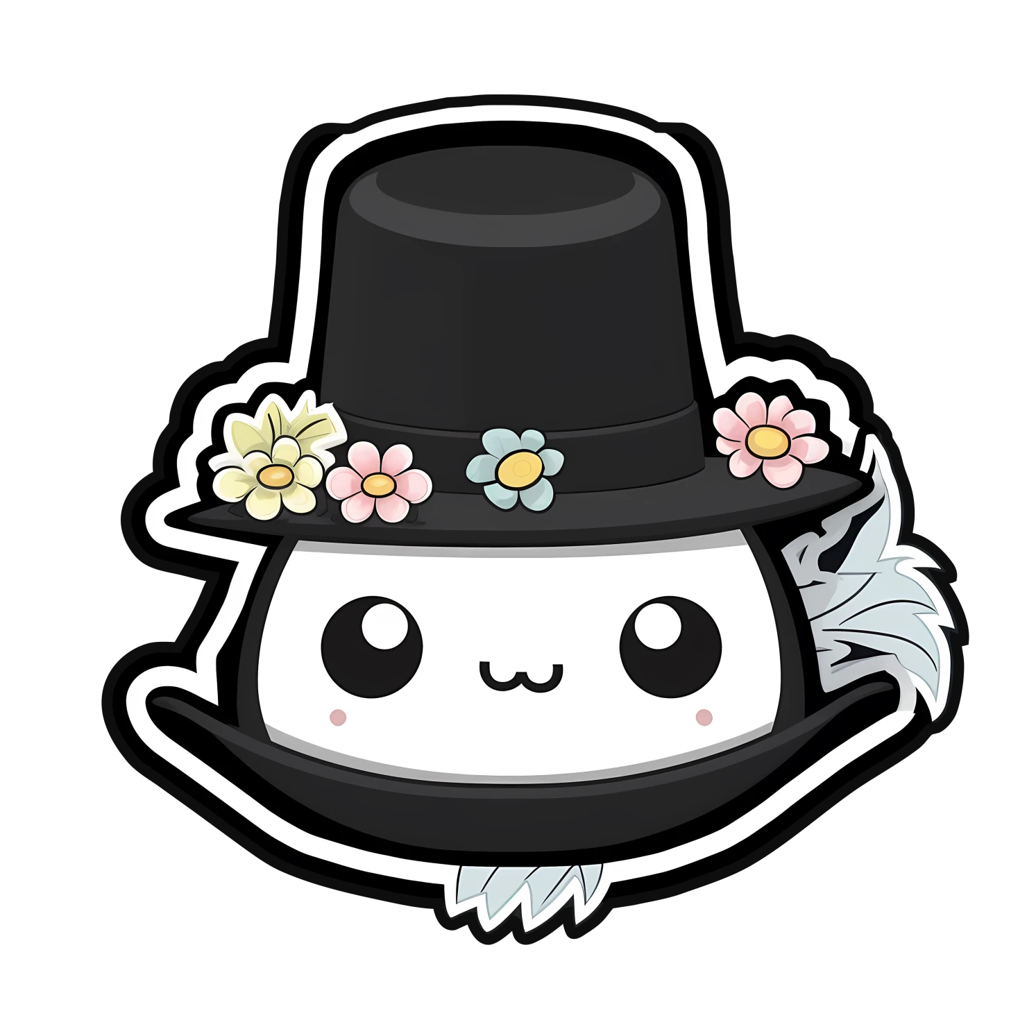Kawaii hat sticker isolated on transparent background #25200