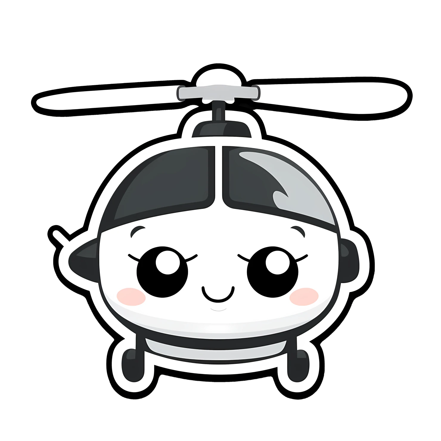 Kawaii helicopter sticker isolated on transparent background #25241