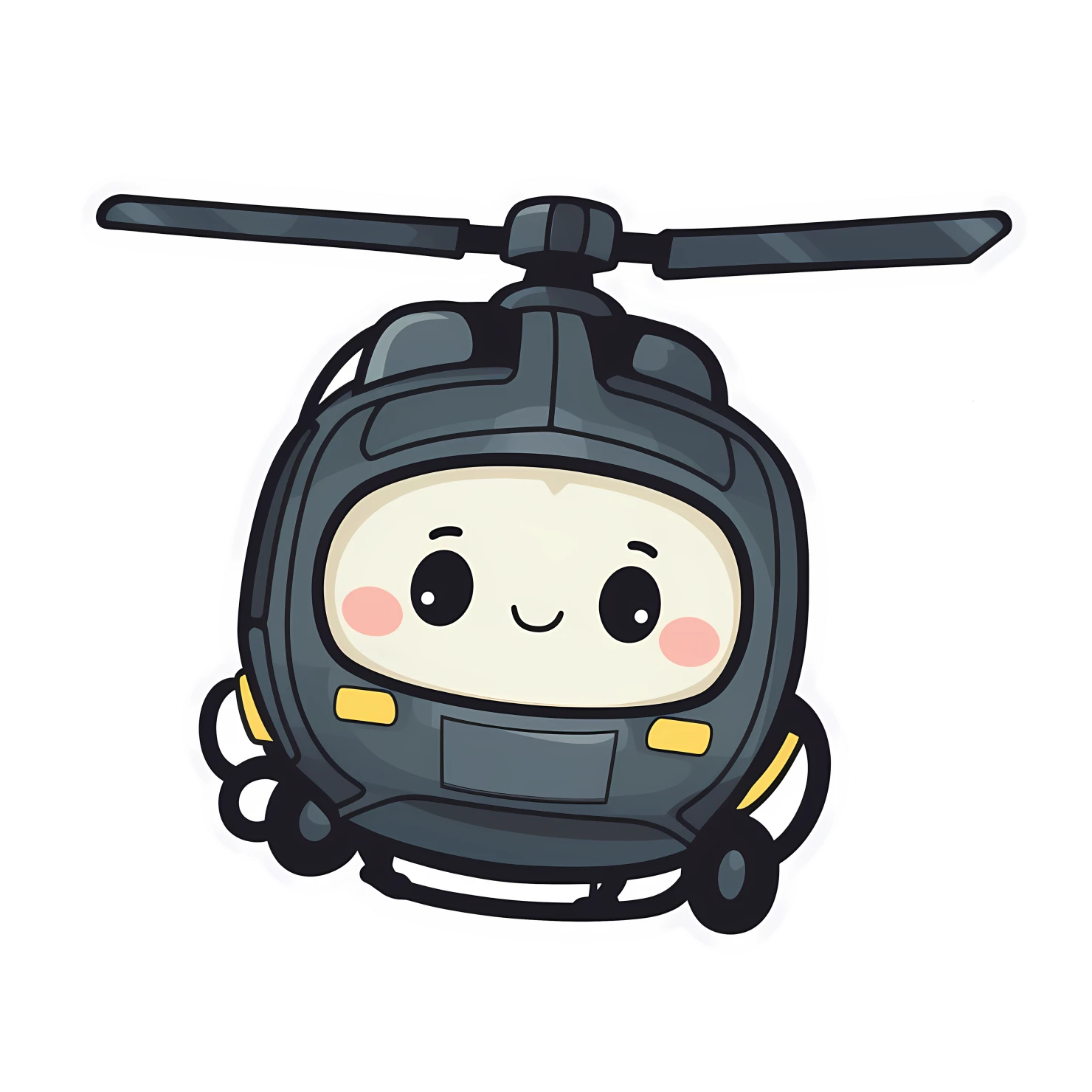 Kawaii helicopter sticker isolated on transparent background #25246