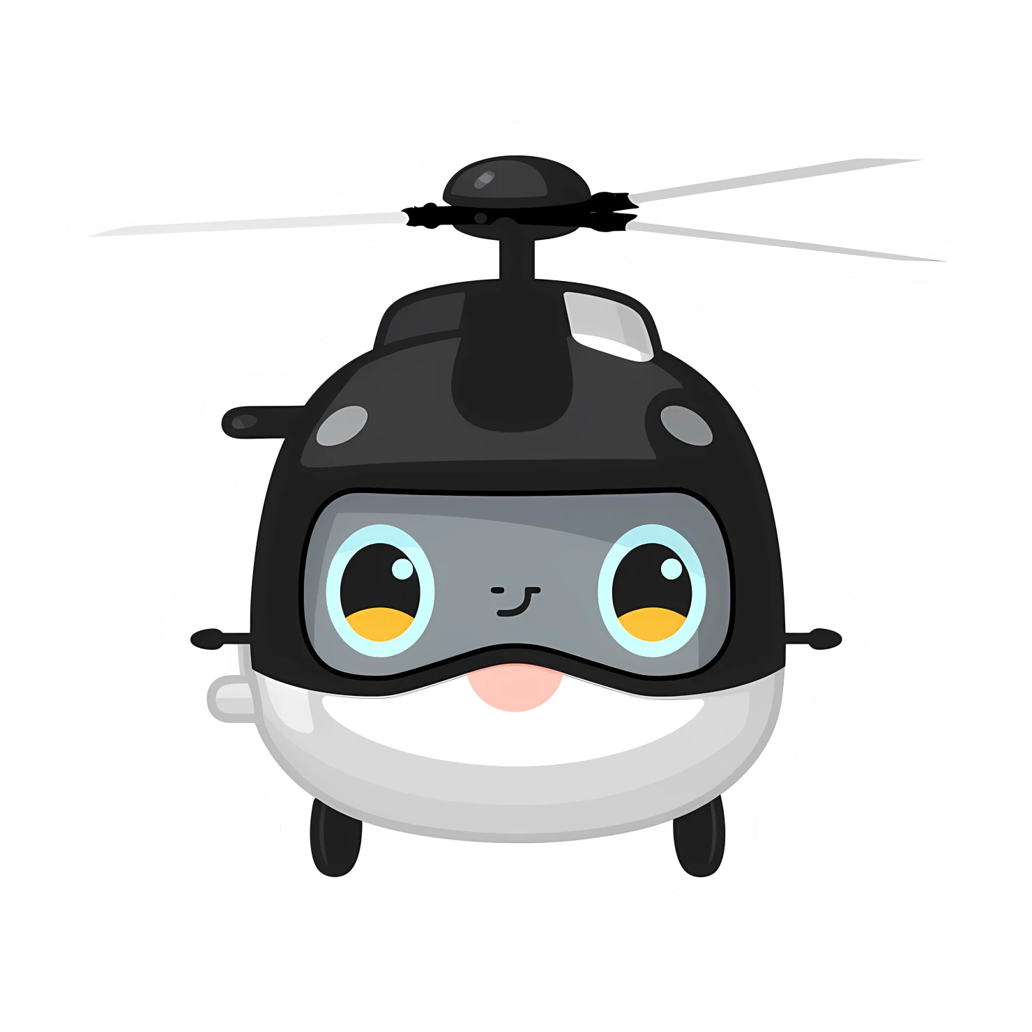 Kawaii helicopter sticker isolated on transparent background #25247
