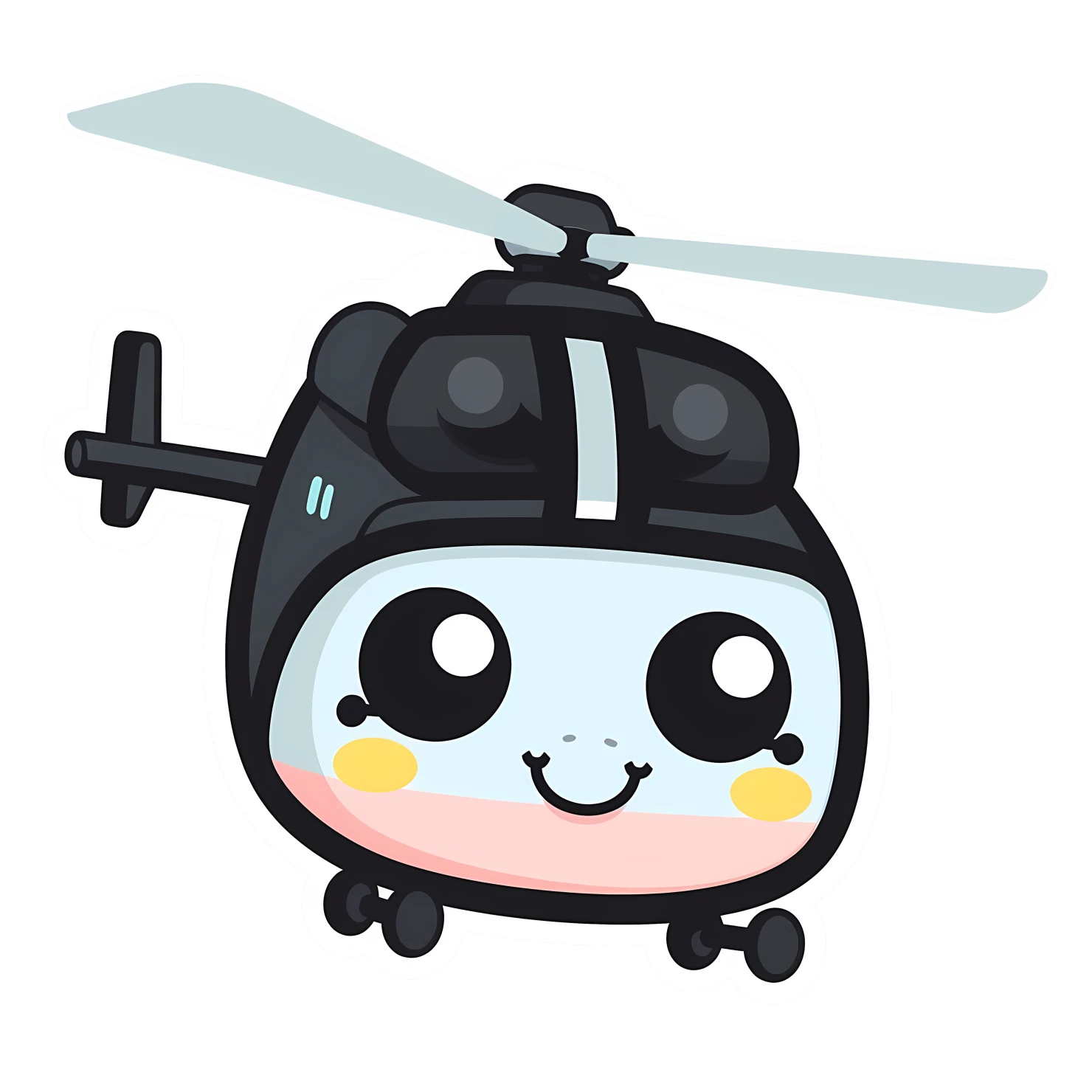 Kawaii helicopter sticker isolated on transparent background #25252