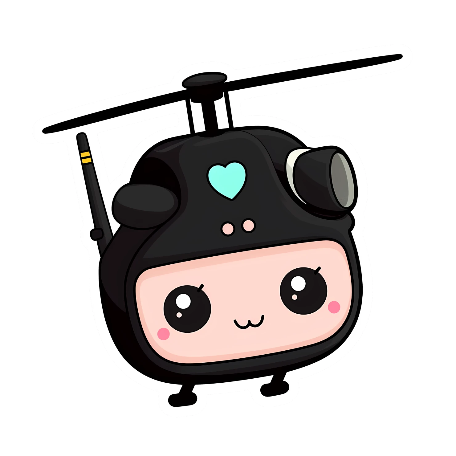 Kawaii helicopter sticker isolated on transparent background #25254