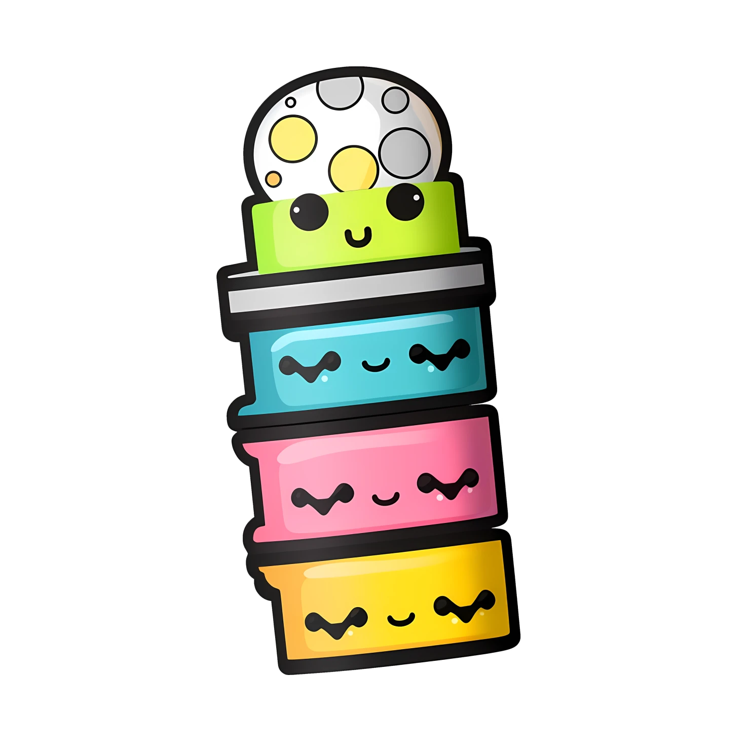 Kawaii highlighter sticker isolated on transparent background #25260