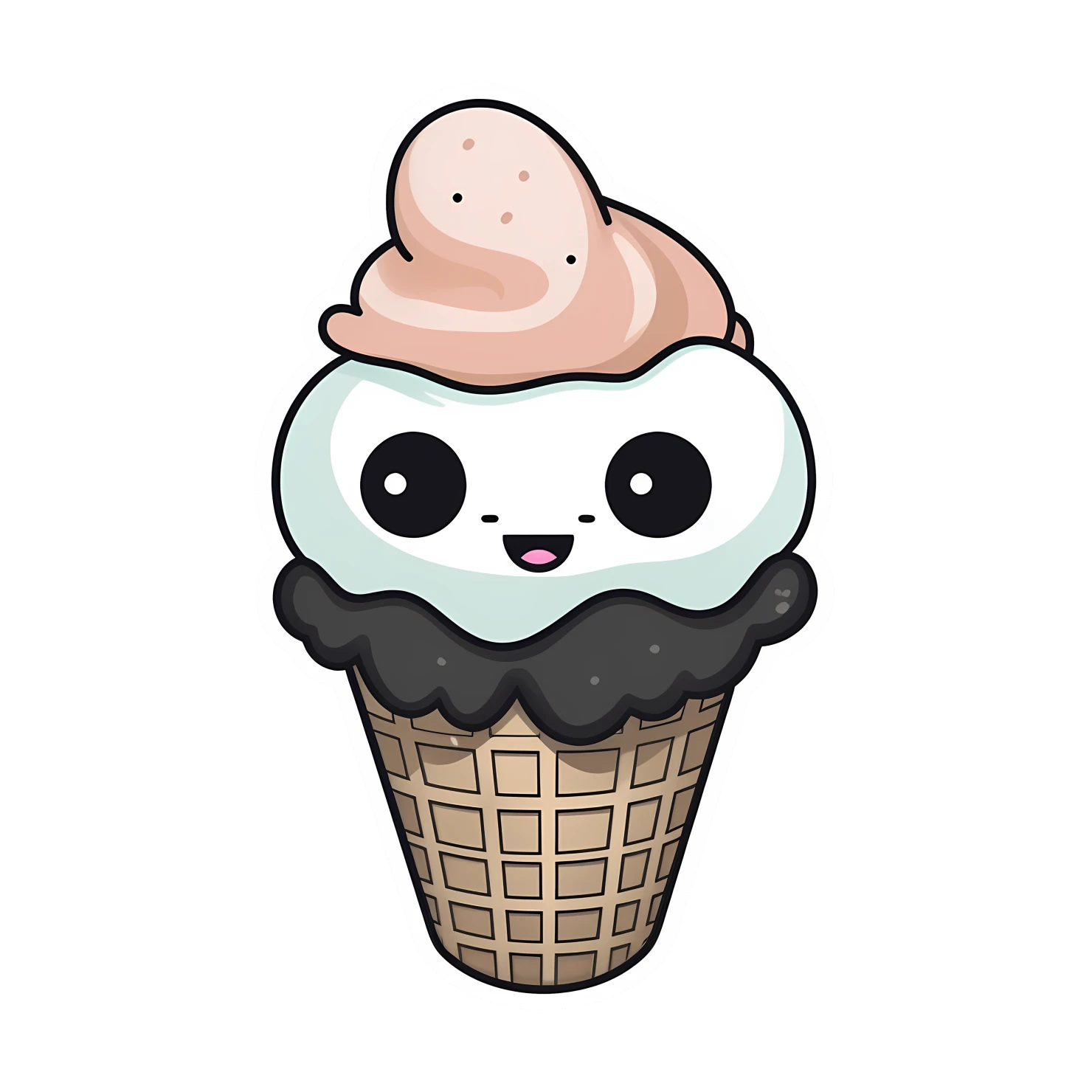 Kawaii Ice cream sticker isolated on transparent background #25274