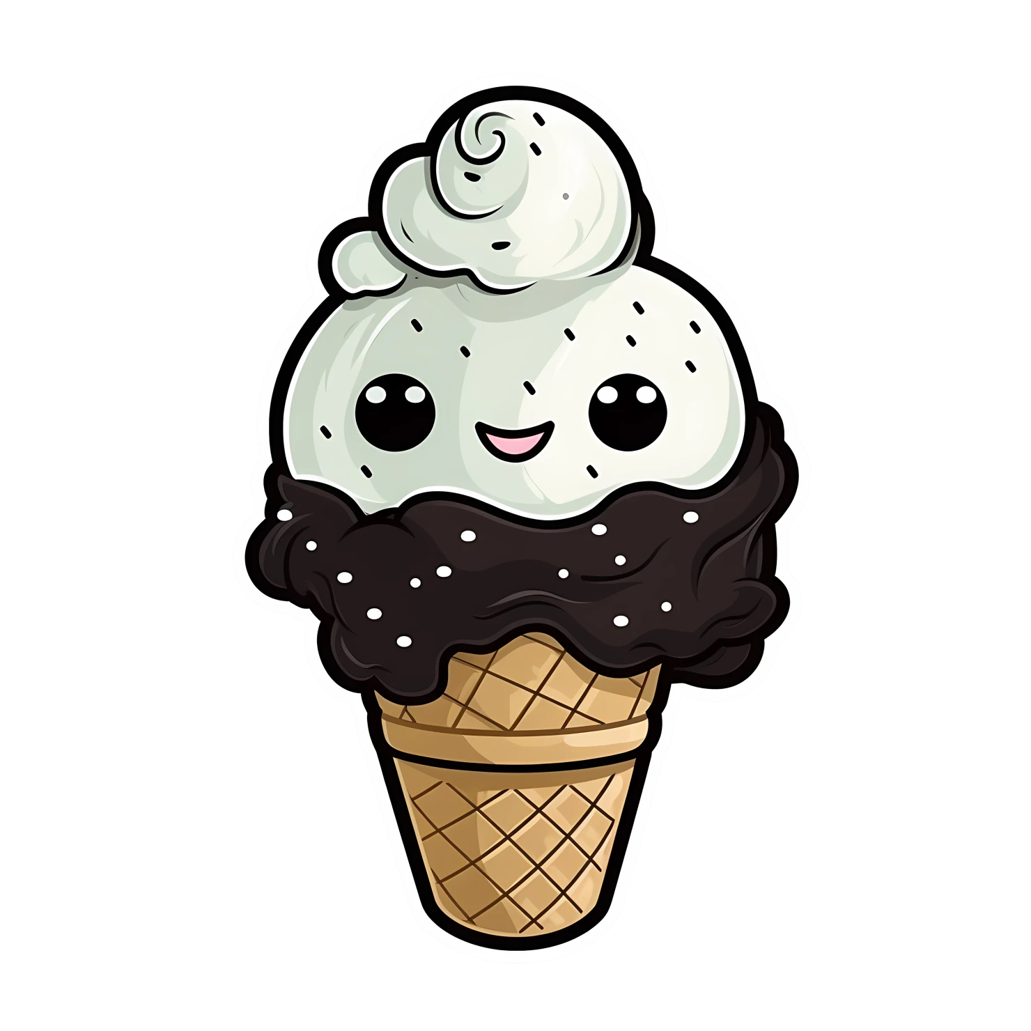 Kawaii Ice cream sticker isolated on transparent background #25280