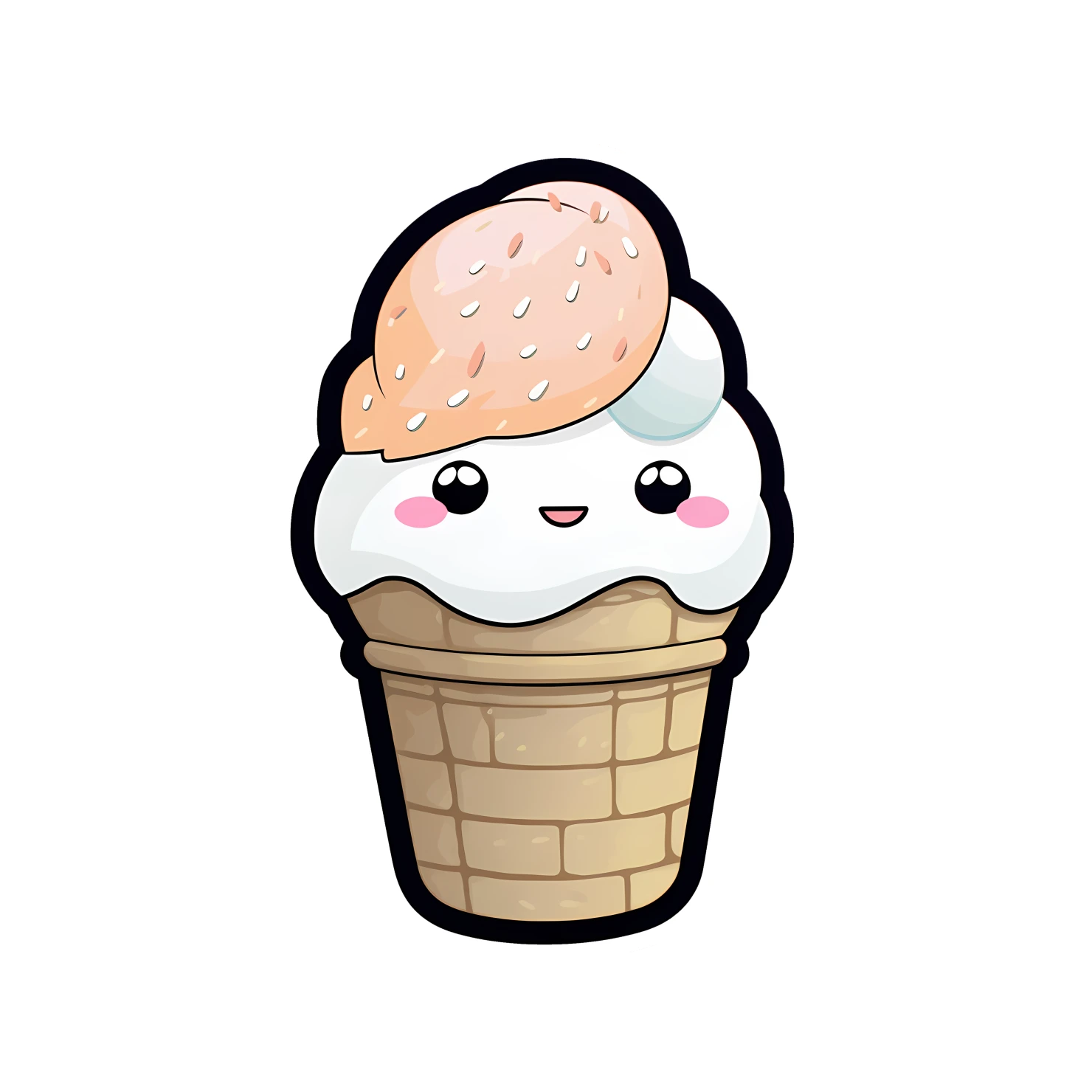 Kawaii Ice cream sticker isolated on transparent background #25282