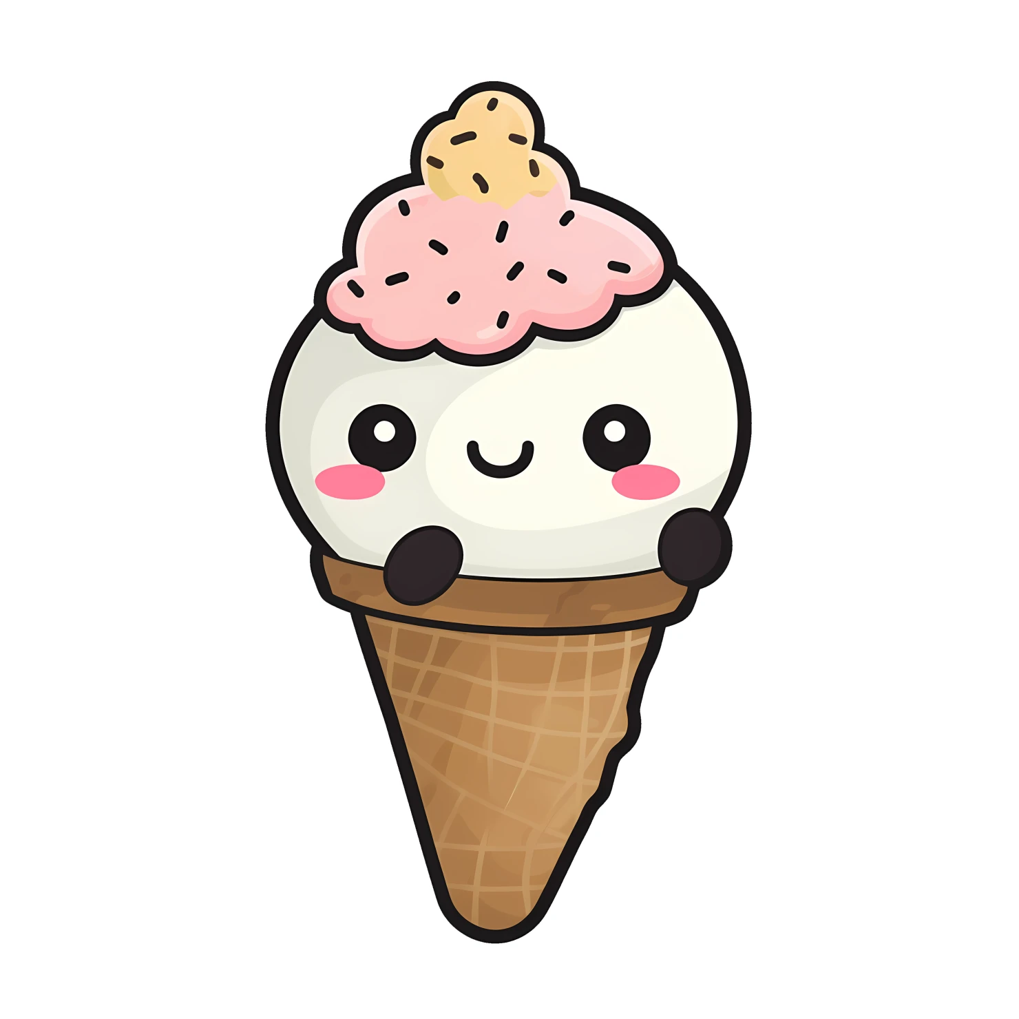 Kawaii Ice cream sticker isolated on transparent background #25286