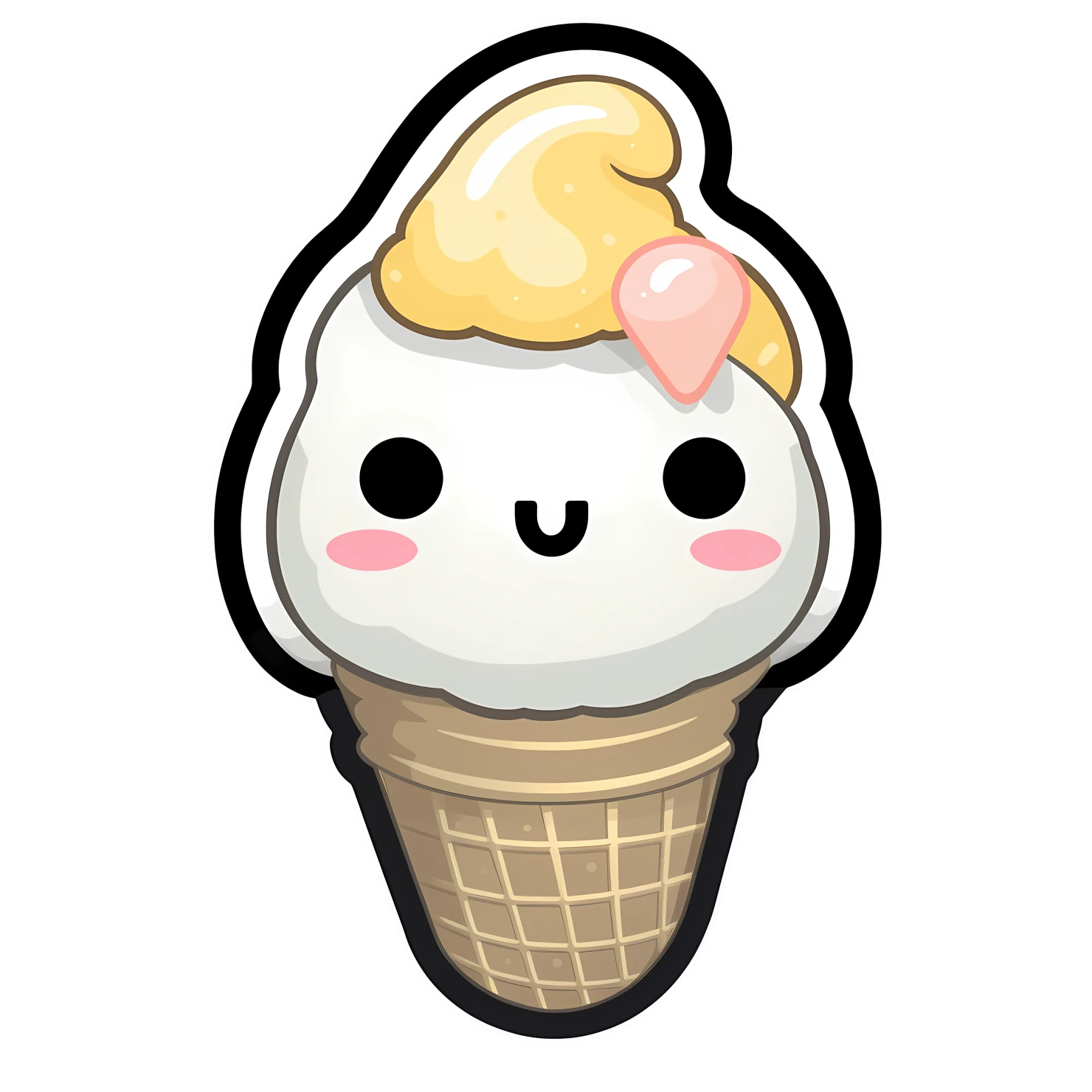 Kawaii Ice cream sticker isolated on transparent background #25287