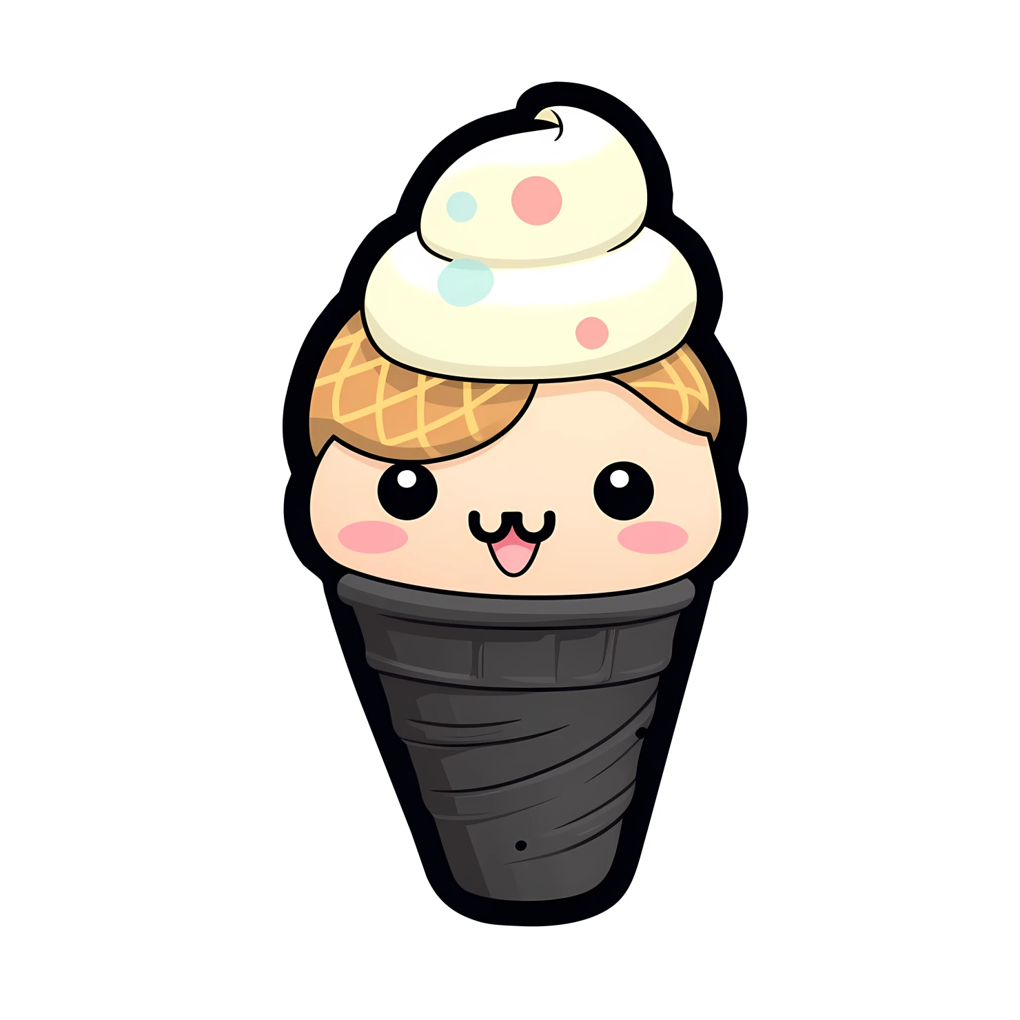 Kawaii Ice cream sticker isolated on transparent background #25291