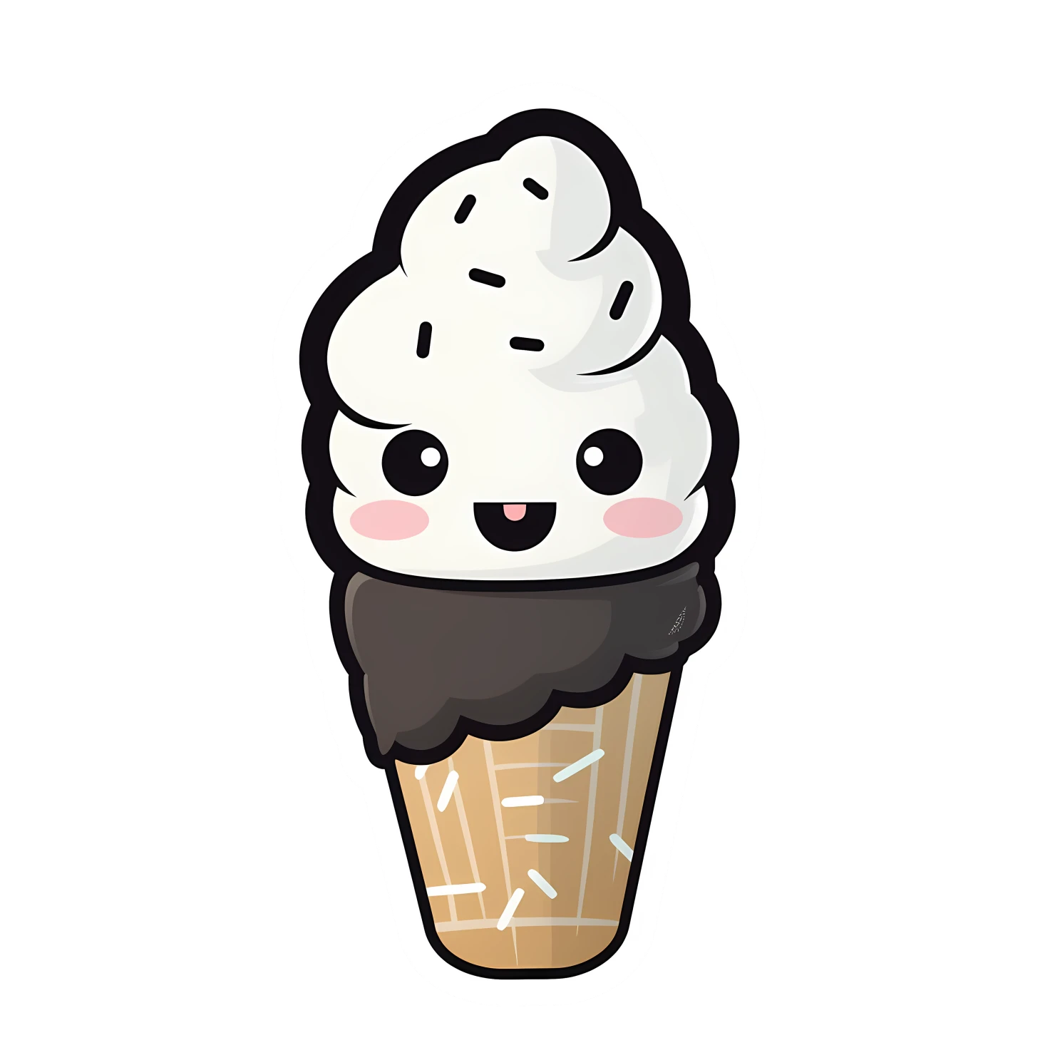 Kawaii Ice cream sticker isolated on transparent background #25293