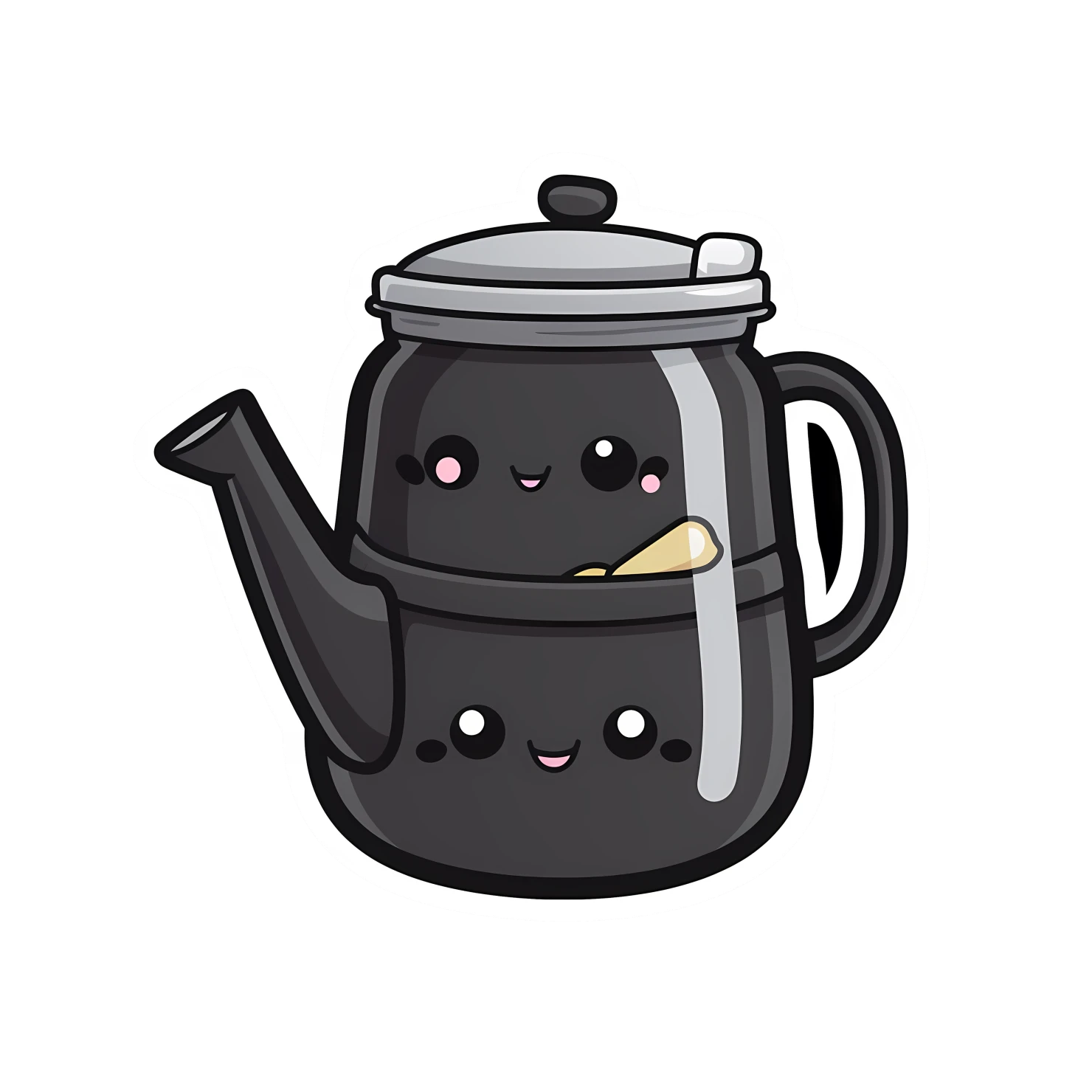 Kawaii kettle sticker isolated on transparent background #25362