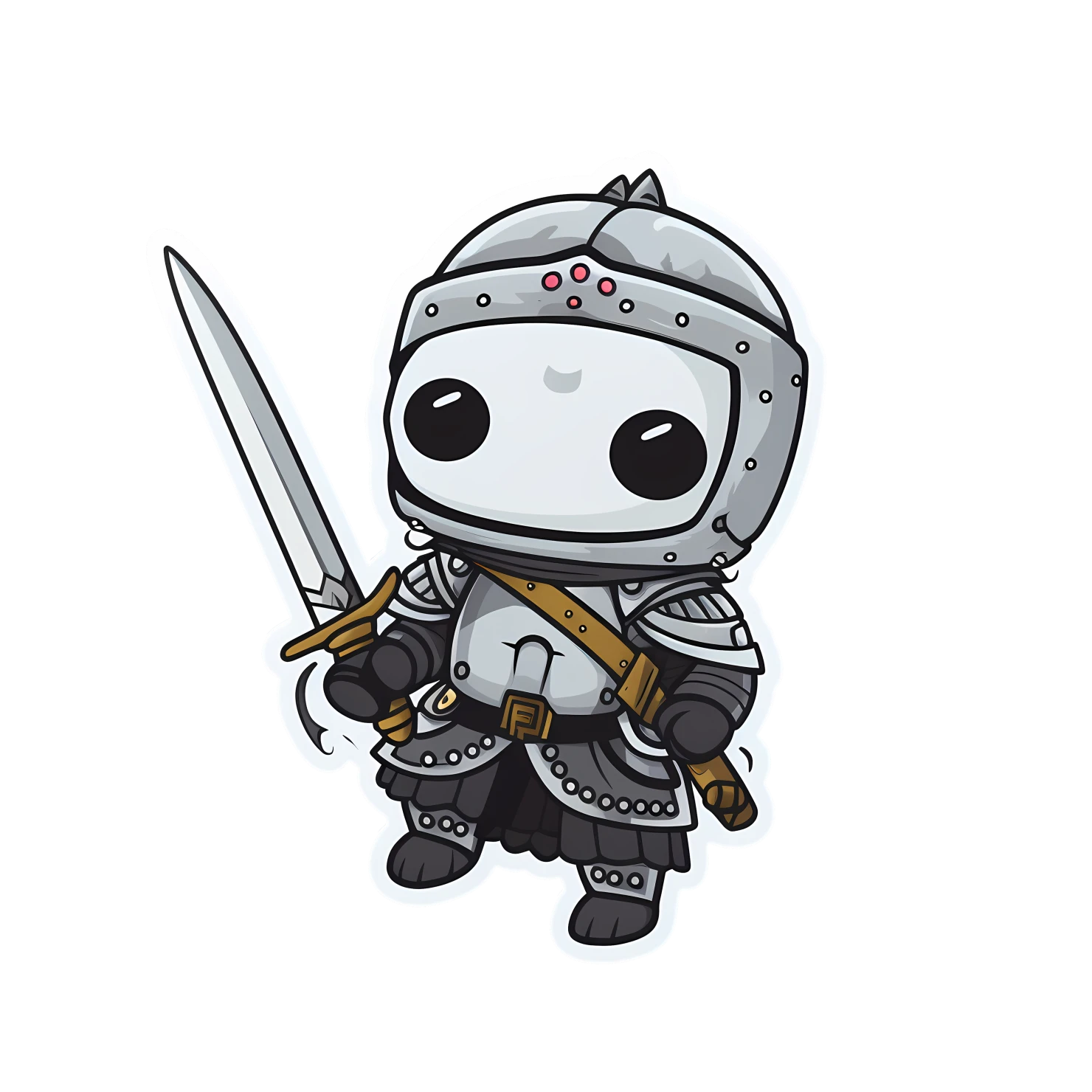 Kawaii knight sticker isolated on transparent background #25414