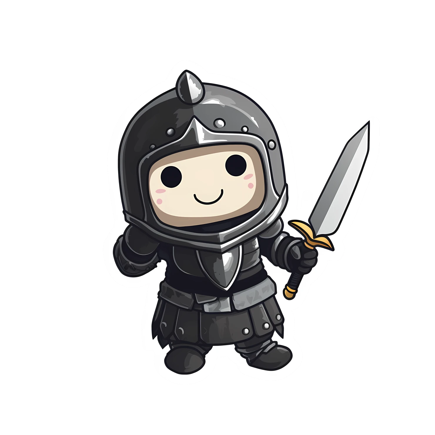 Kawaii knight sticker isolated on transparent background #25415