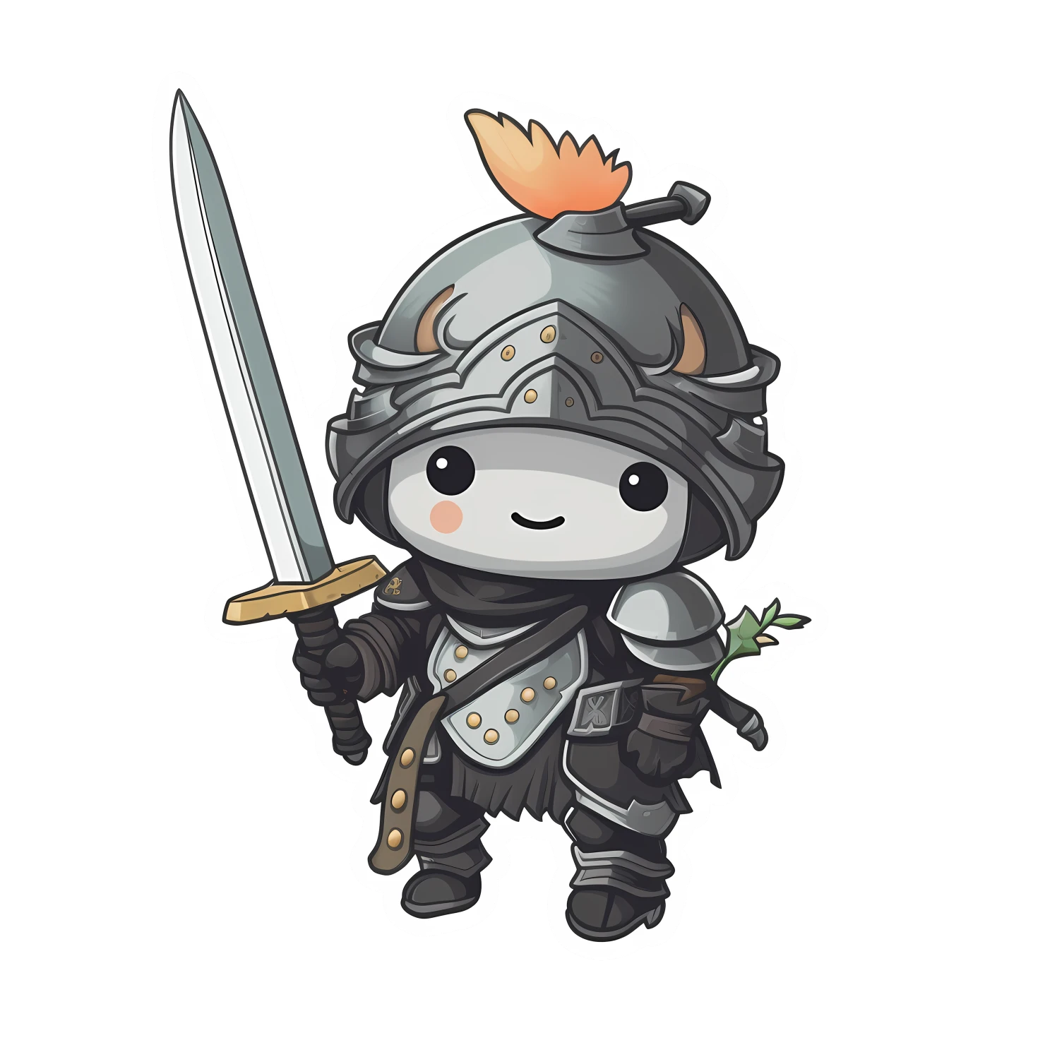 Kawaii knight sticker isolated on transparent background #25424