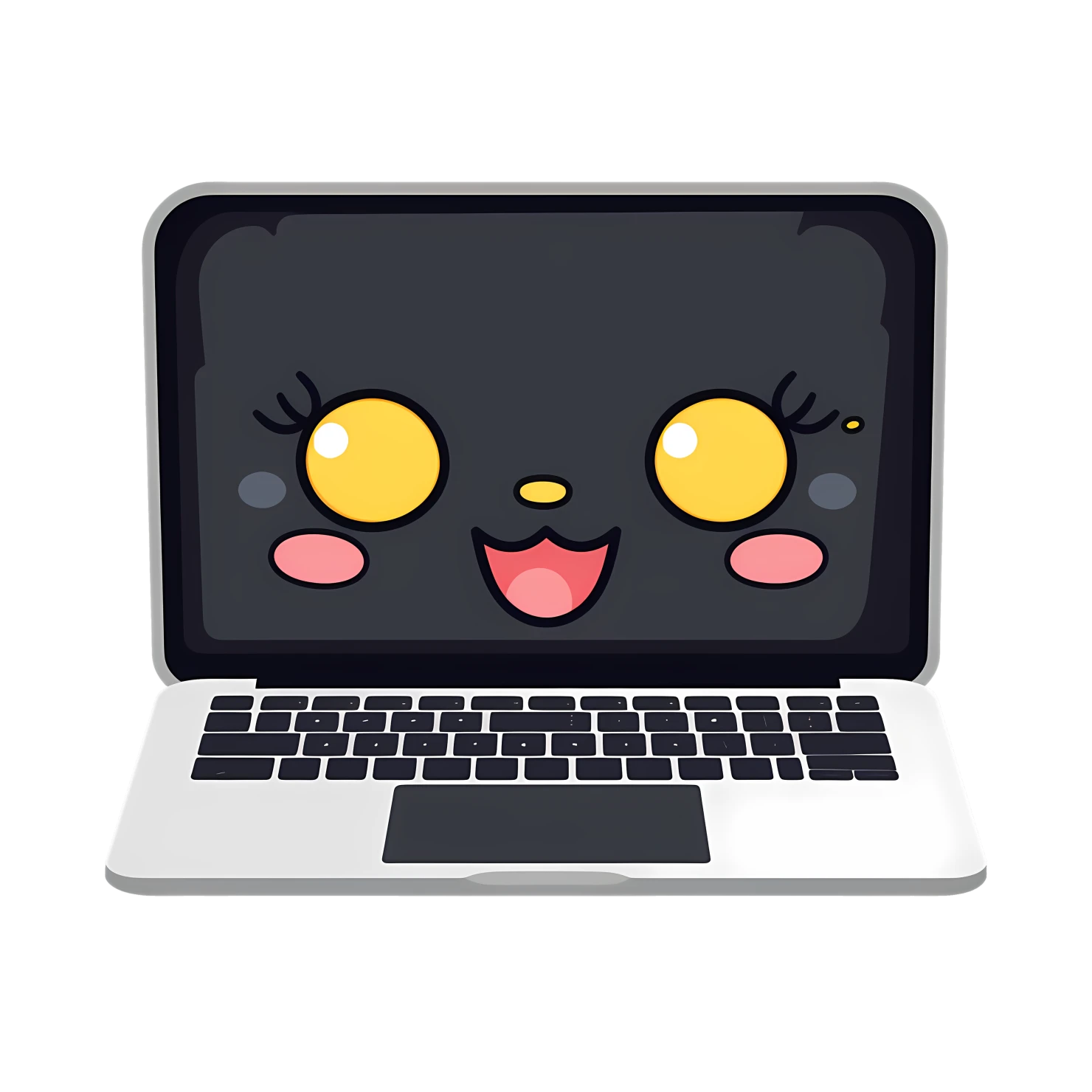 Kawaii laptop sticker isolated on transparent background #25465
