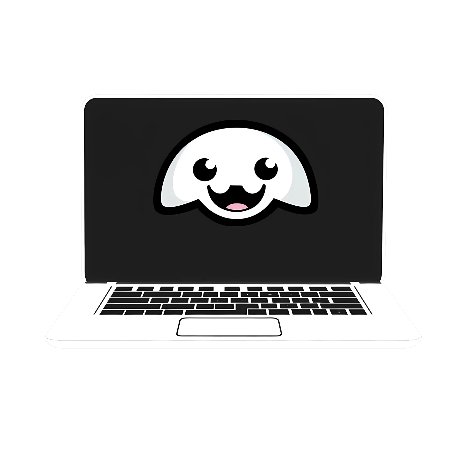 Kawaii laptop sticker isolated on transparent background #25466