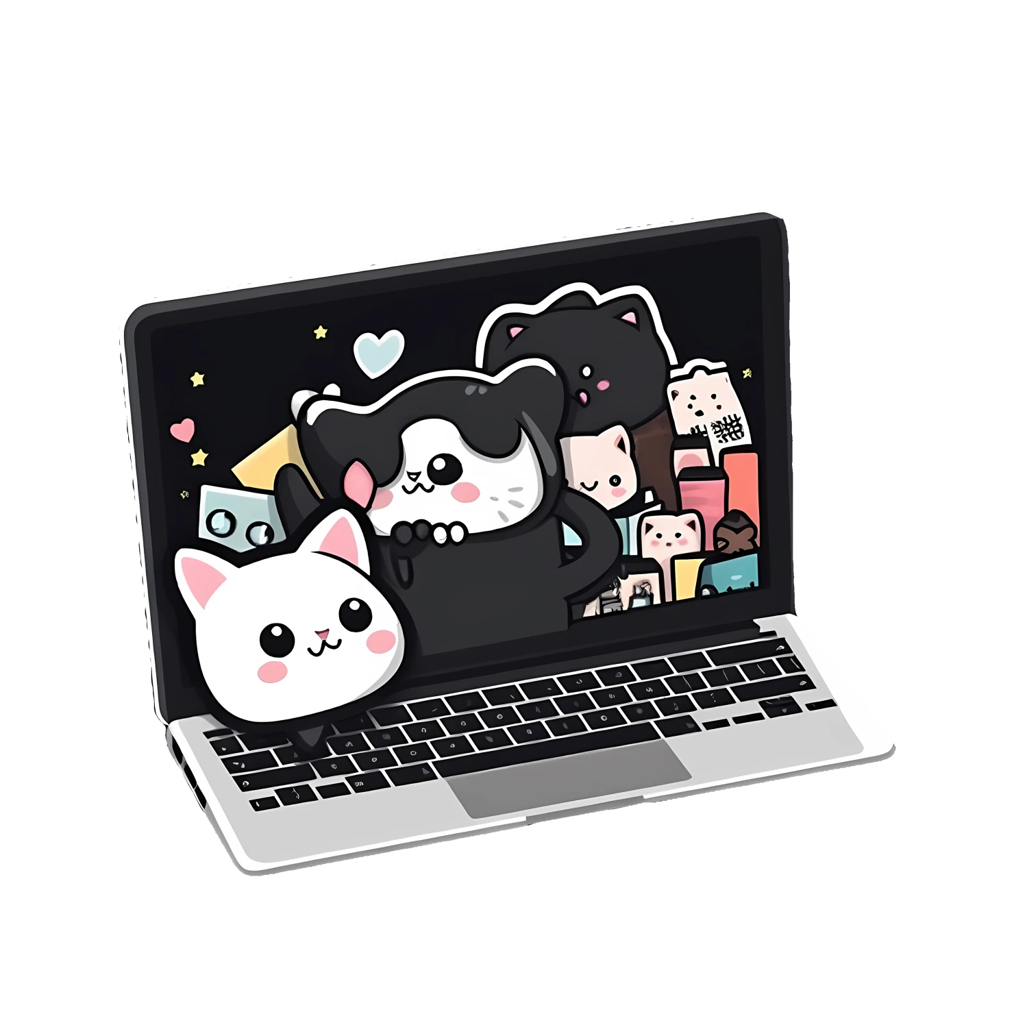 Kawaii laptop sticker isolated on transparent background #25468