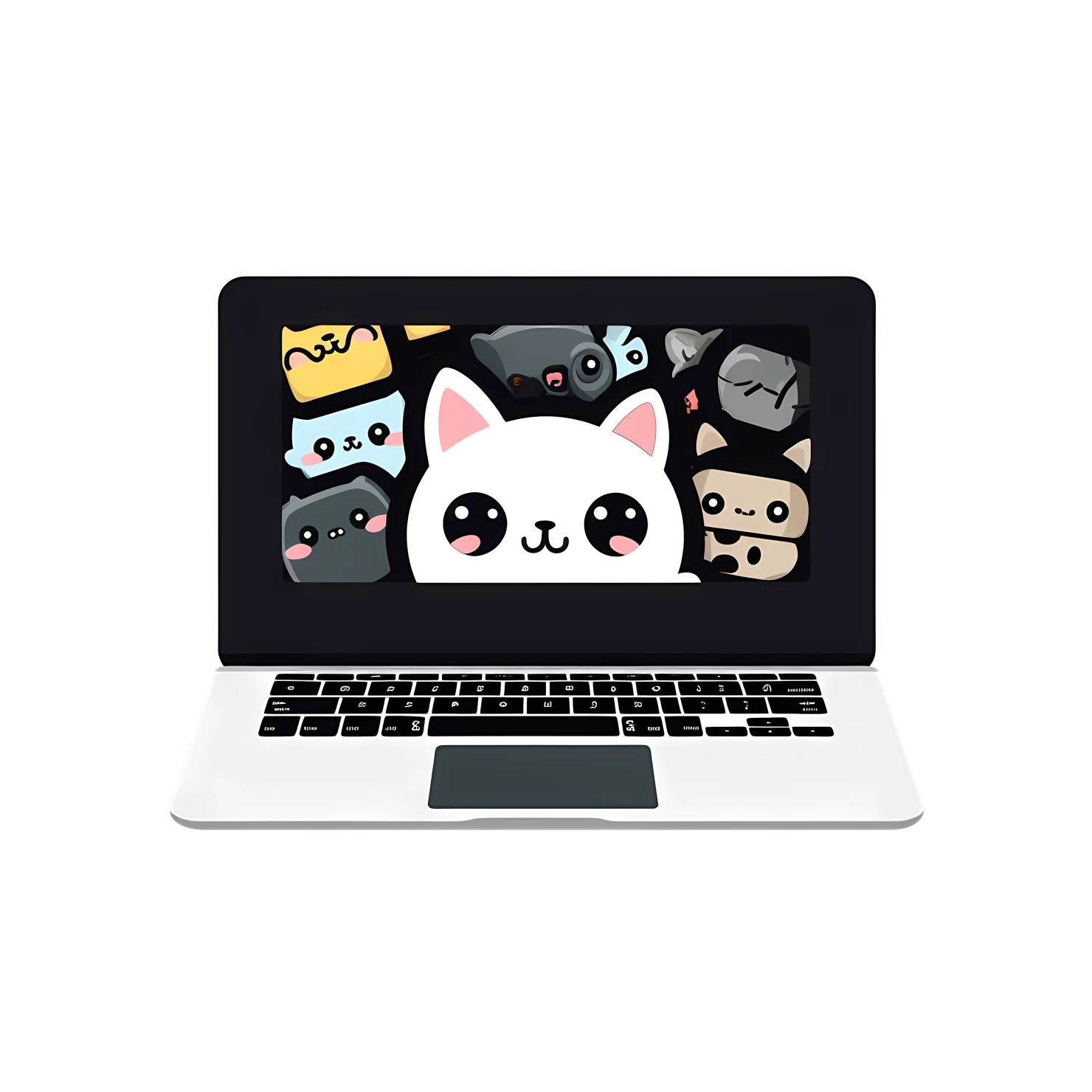 Kawaii laptop sticker isolated on transparent background #25469