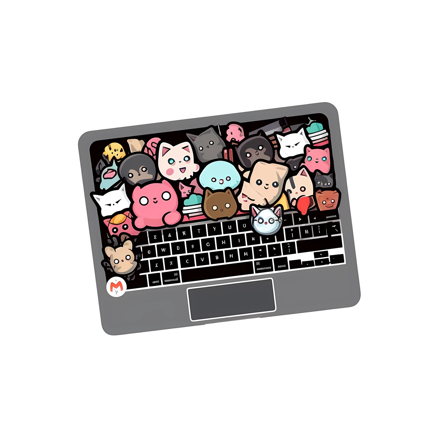 Kawaii laptop sticker isolated on transparent background #25470
