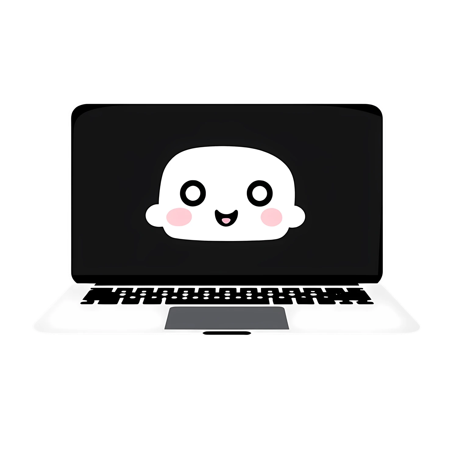 Kawaii laptop sticker isolated on transparent background #25471