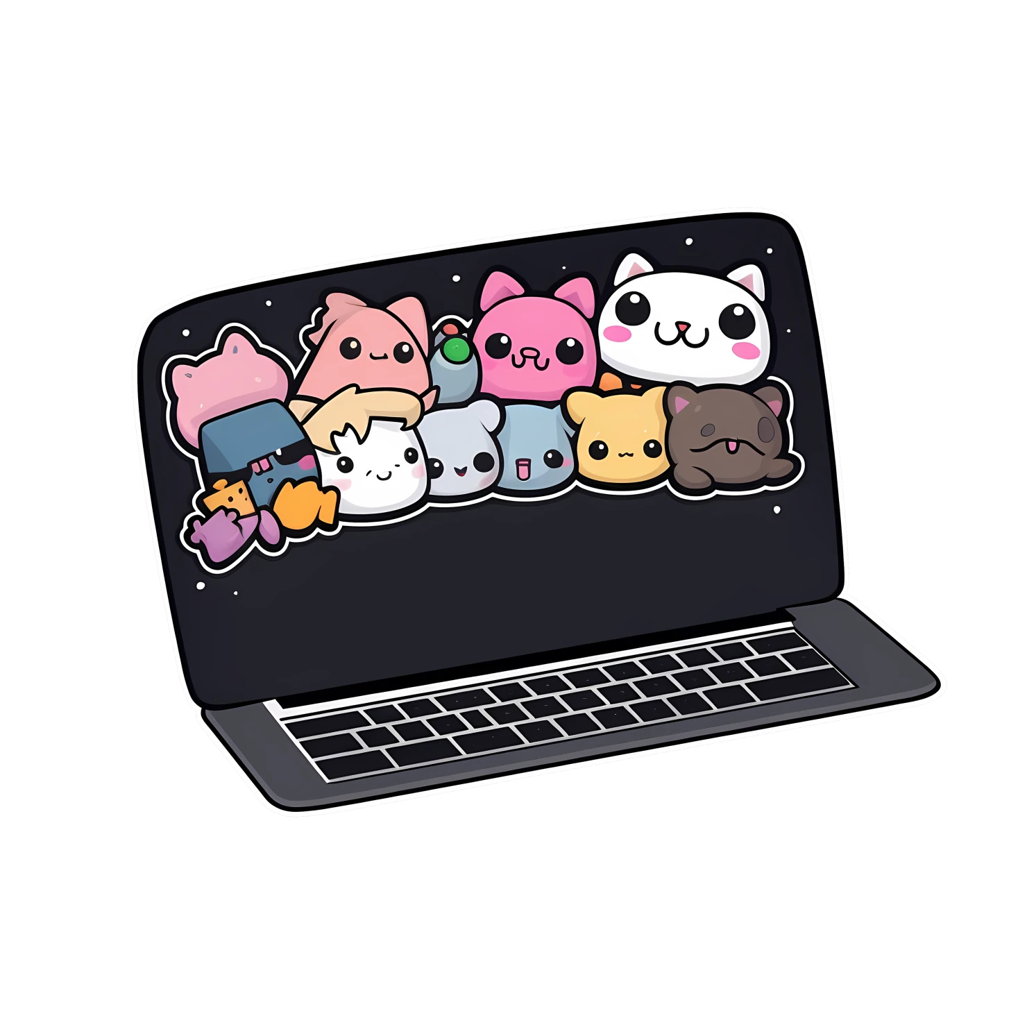 Kawaii laptop sticker isolated on transparent background #25472