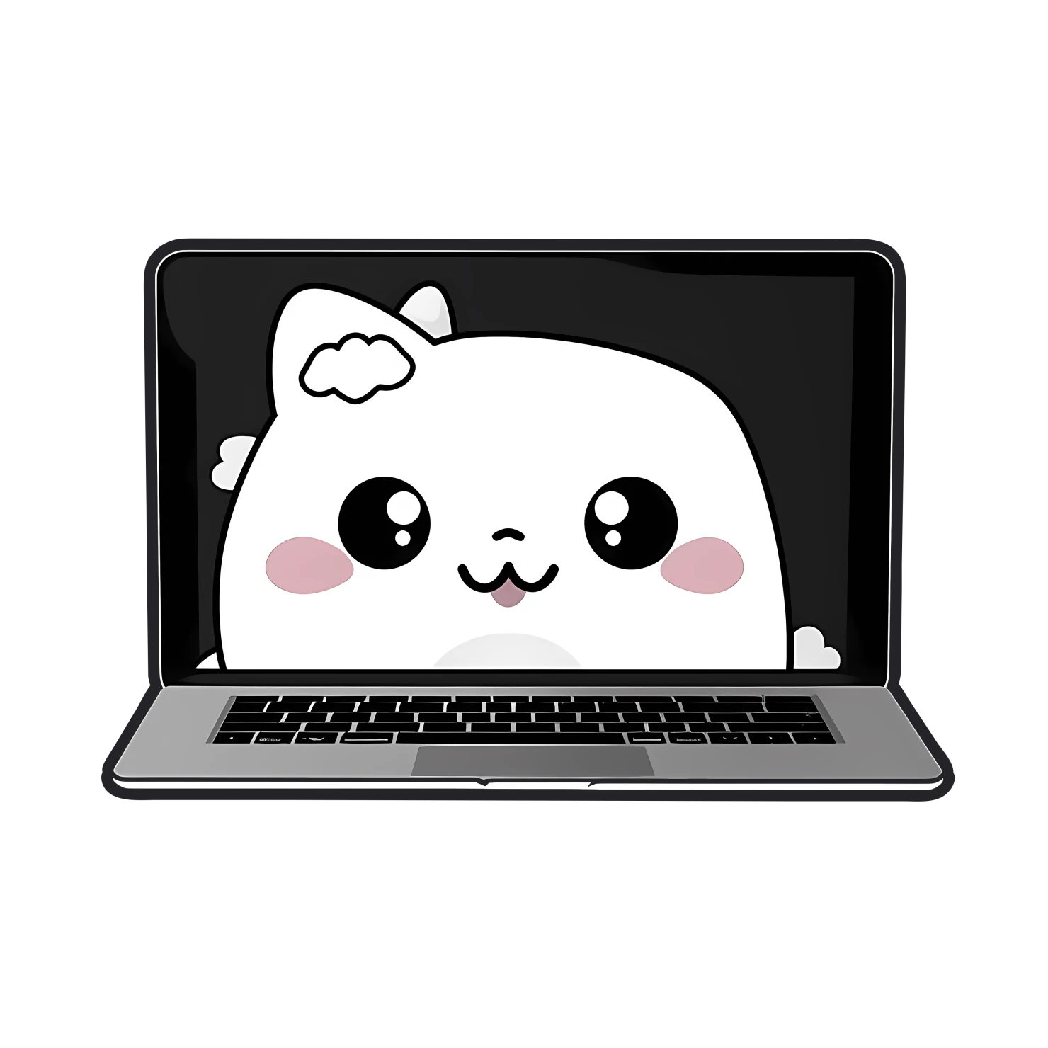 Kawaii laptop sticker isolated on transparent background #25473