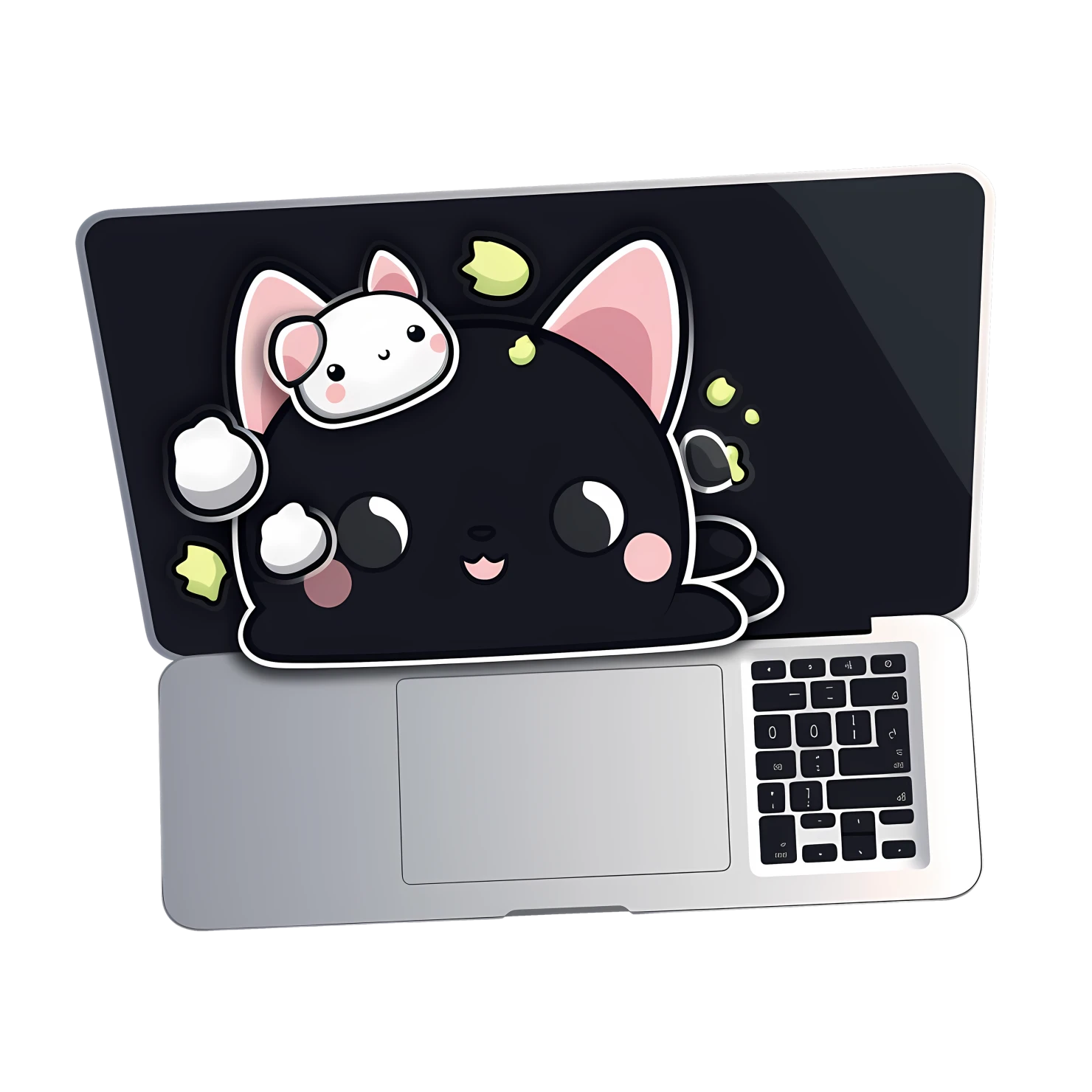 Kawaii laptop sticker isolated on transparent background #25474