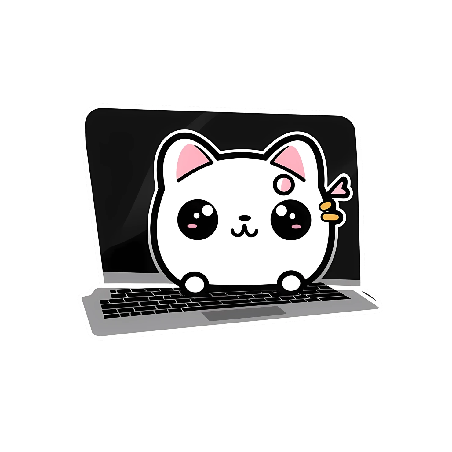 Kawaii laptop sticker isolated on transparent background #25475