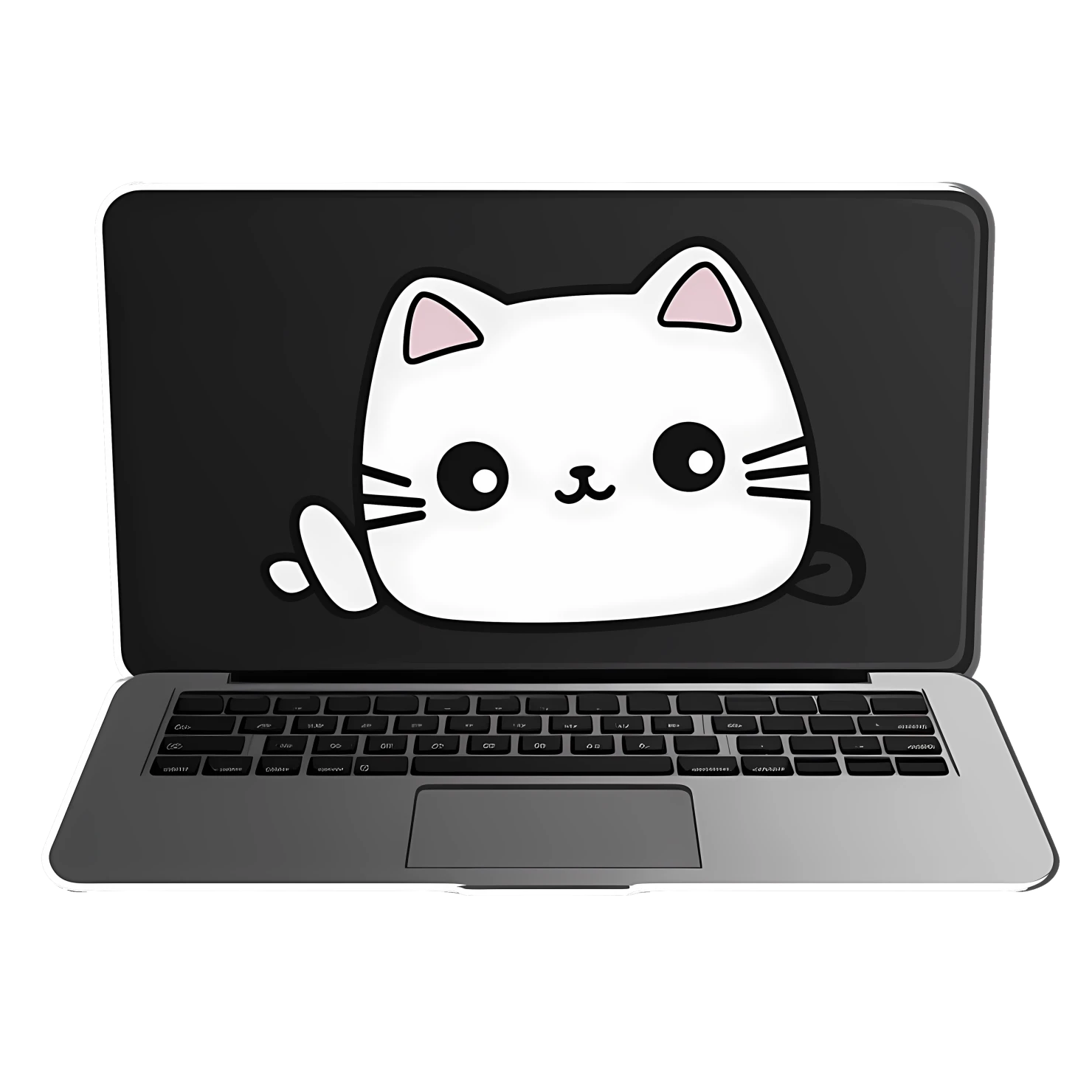 Kawaii laptop sticker isolated on transparent background #25477