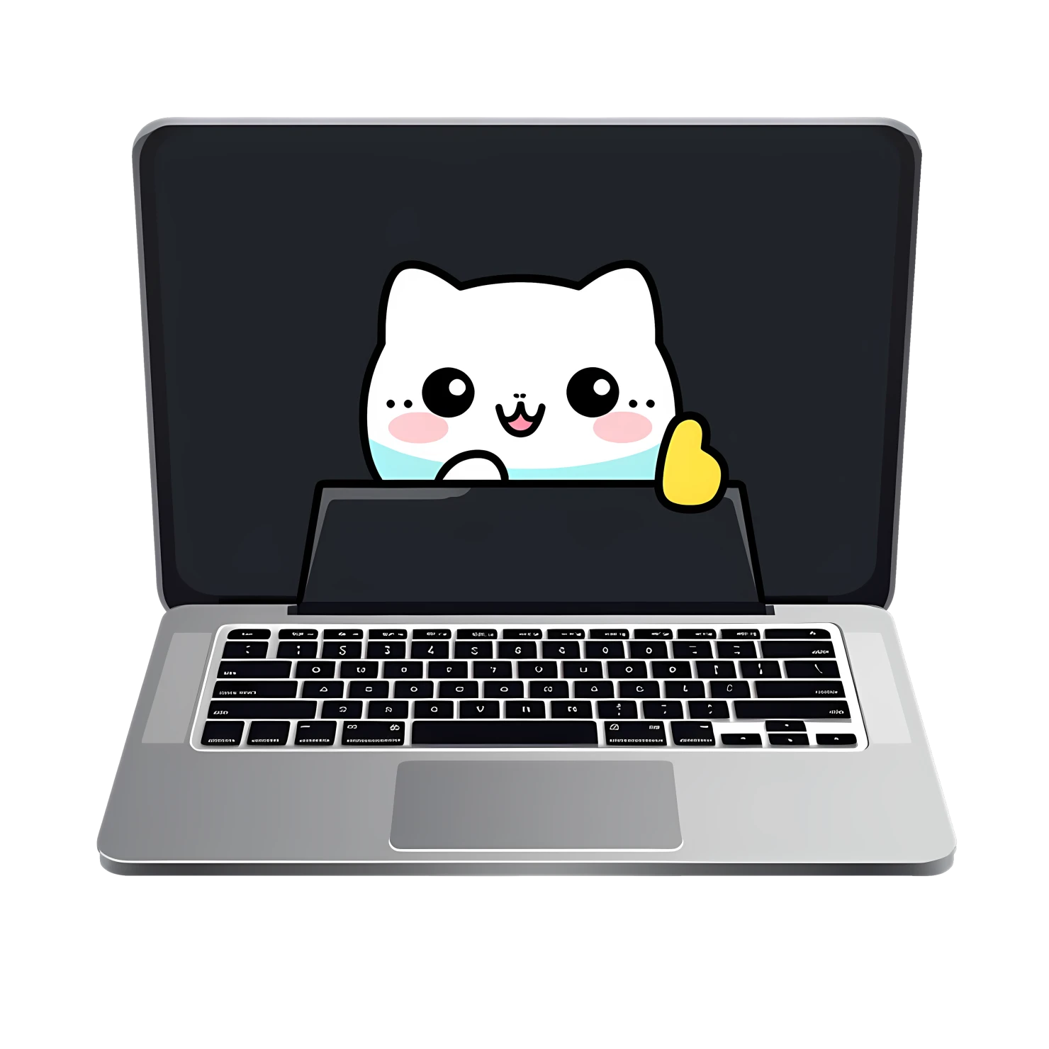 Kawaii laptop sticker isolated on transparent background #25478