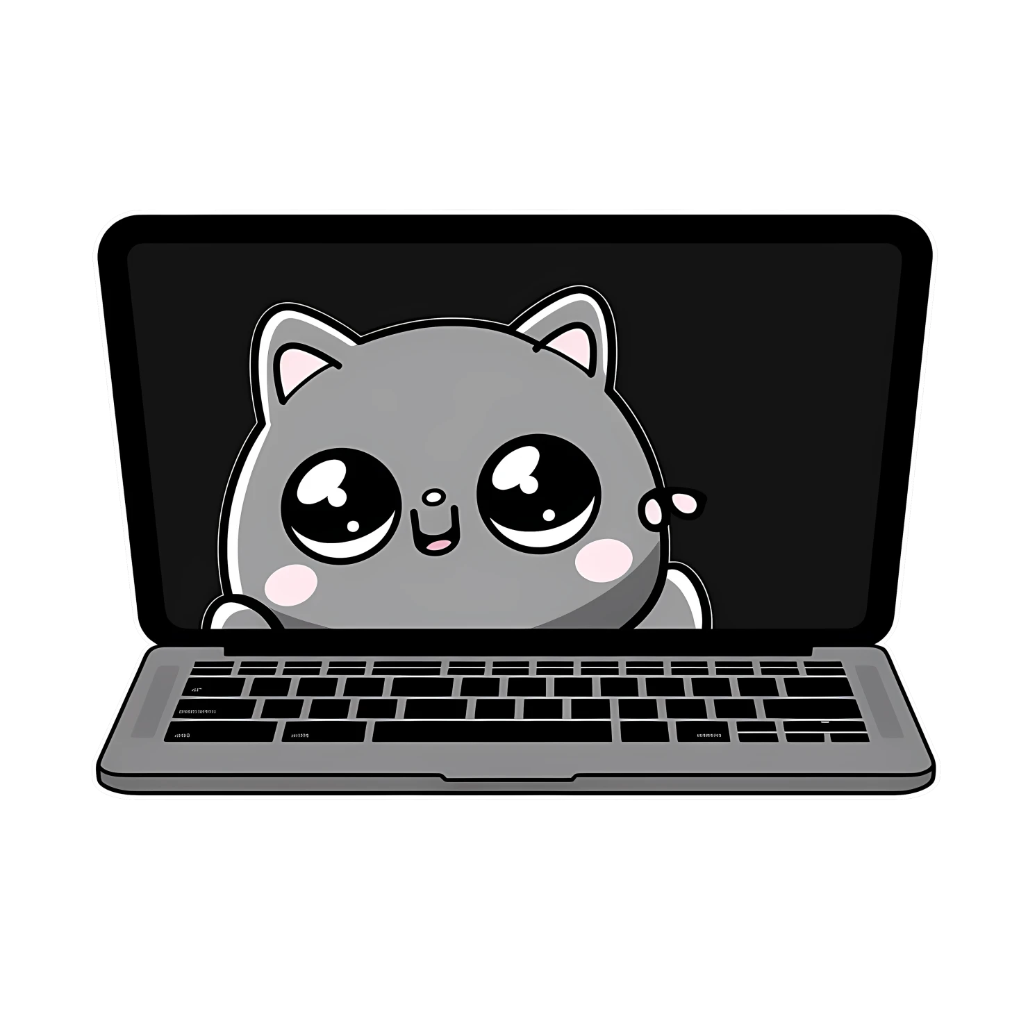 Kawaii laptop sticker isolated on transparent background #25479