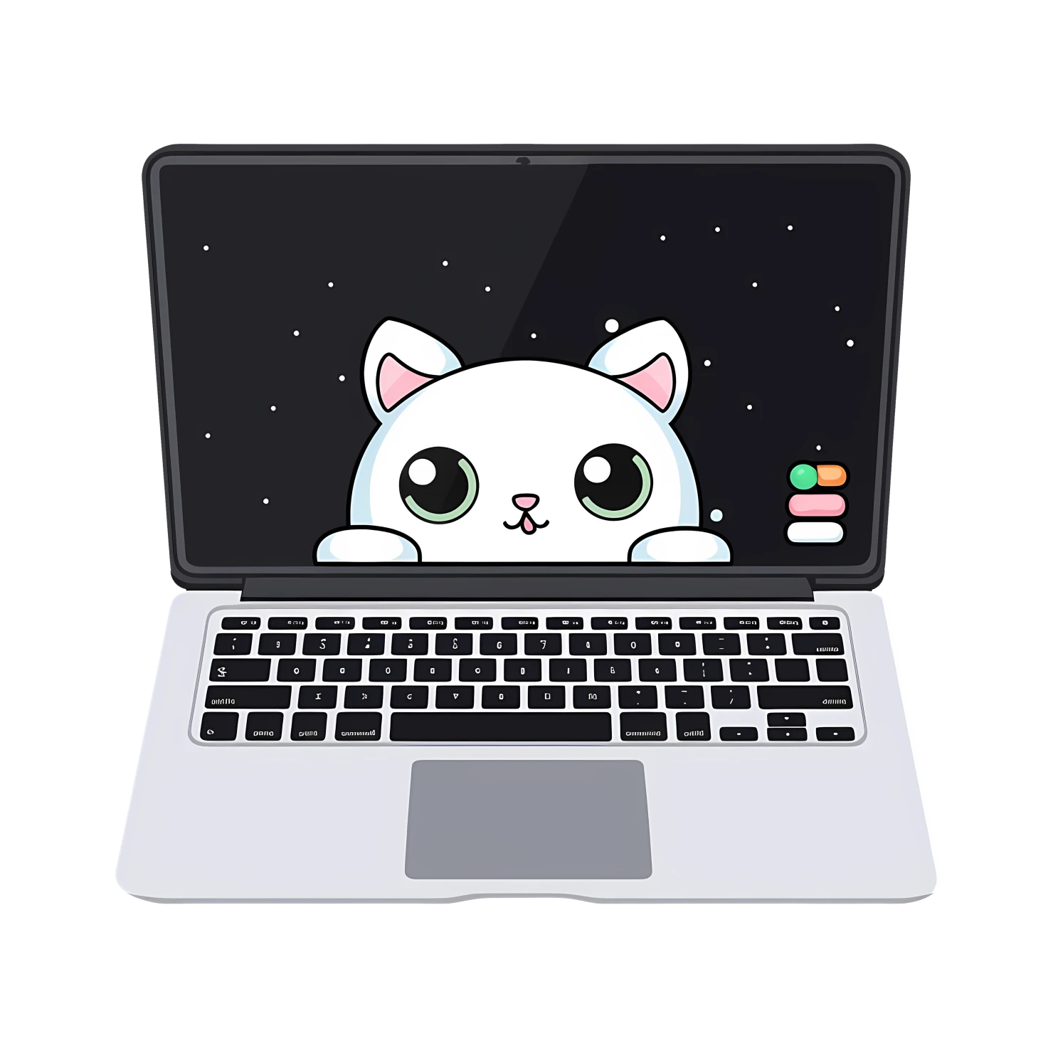 Kawaii laptop sticker isolated on transparent background #25481