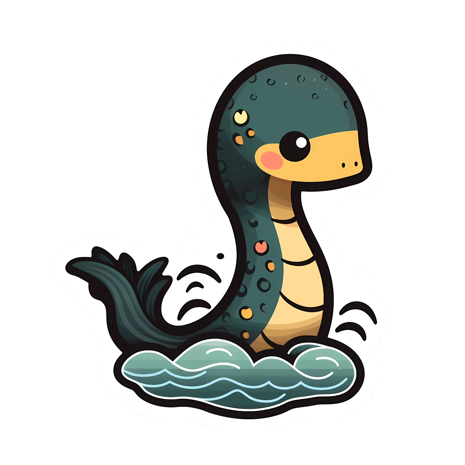 Kawaii loch ness monster sticker isolated on transparent background #25564