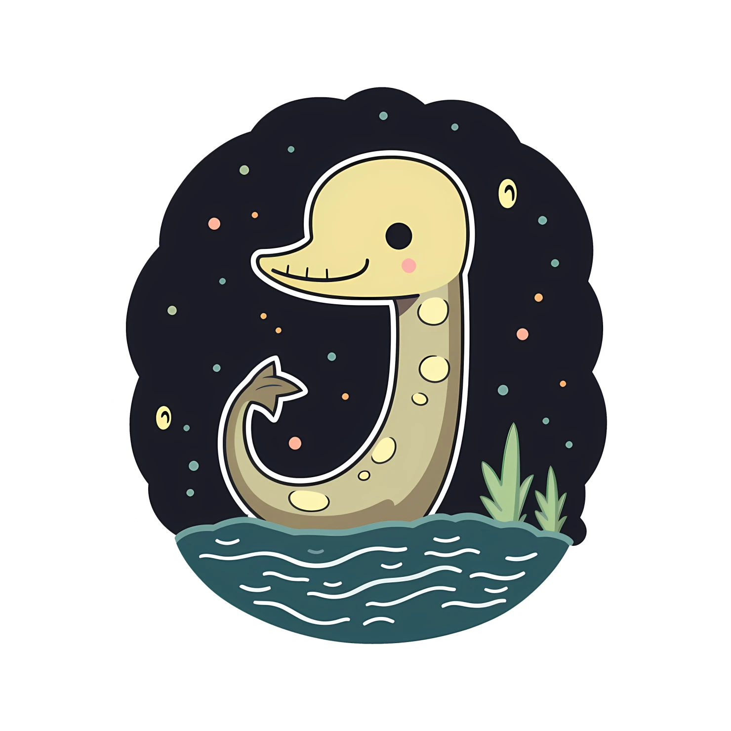 Kawaii loch ness monster sticker isolated on transparent background #25568