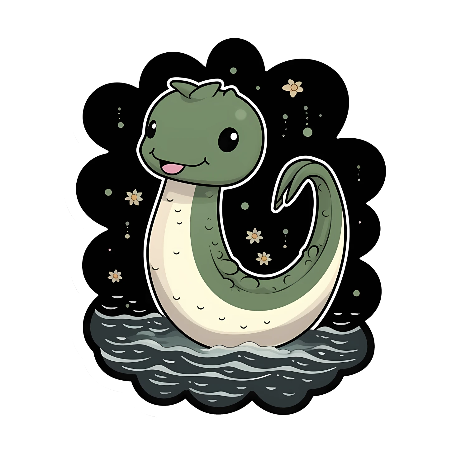 Kawaii loch ness monster sticker isolated on transparent background #25574