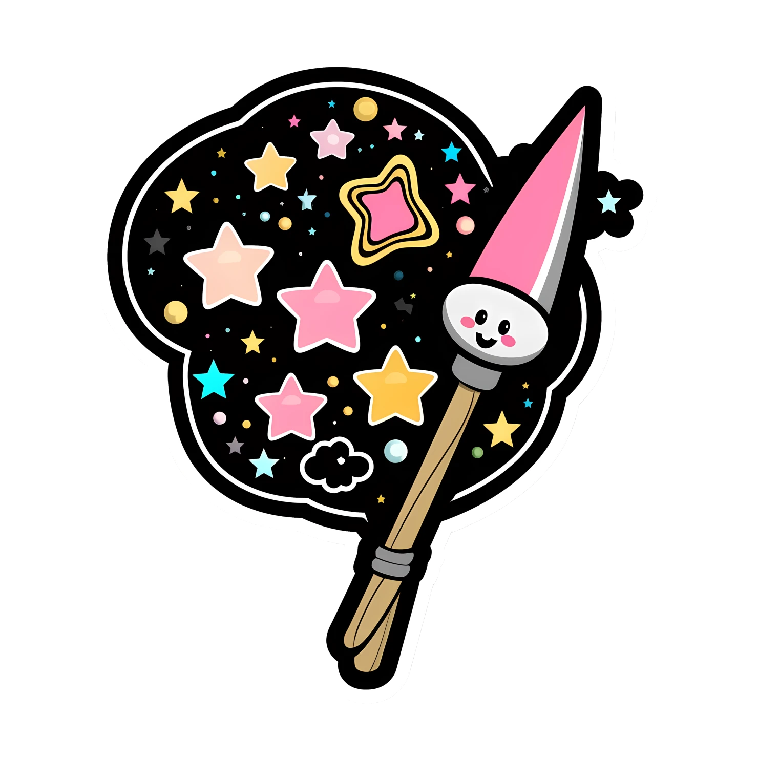 Kawaii magic wand sticker isolated on transparent background #25582
