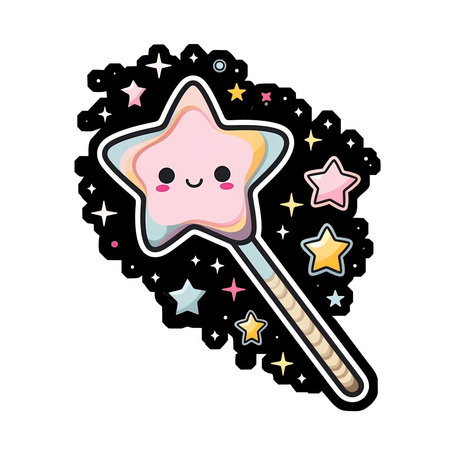 Kawaii magic wand sticker isolated on transparent background #25586